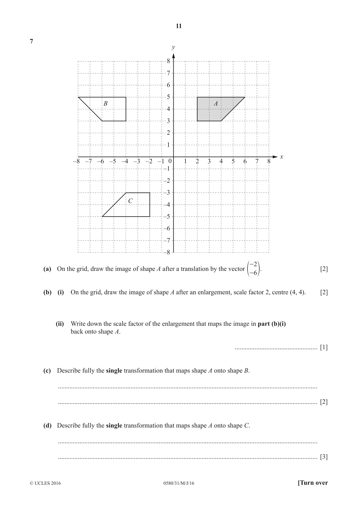 Cambridge IGCSE Mathematics 0580 2016 May/June Paper 3 · Variant 1 question paper, page 11 of 16