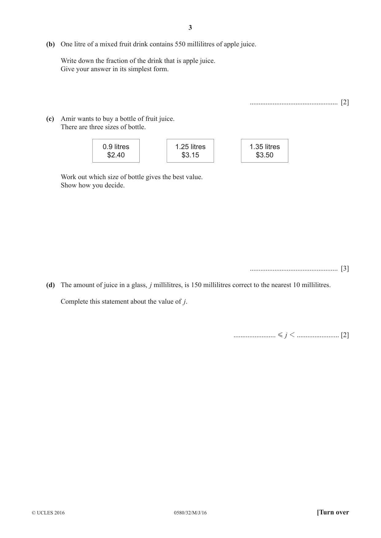 Cambridge IGCSE Mathematics 0580 2016 May/June Paper 3 · Variant 2 question paper, page 3 of 20