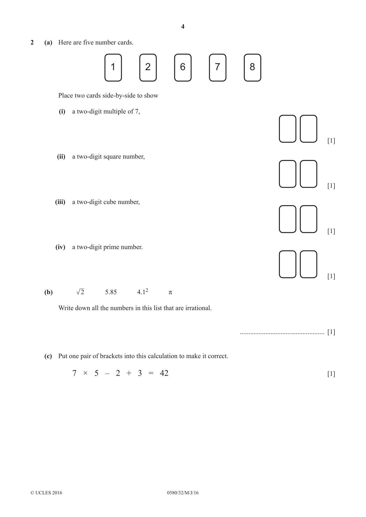 Cambridge IGCSE Mathematics 0580 2016 May/June Paper 3 · Variant 2 question paper, page 4 of 20