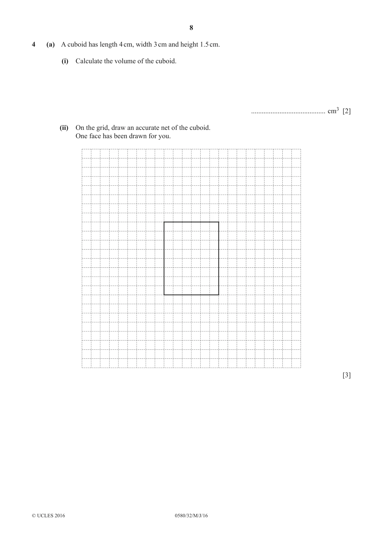 Cambridge IGCSE Mathematics 0580 2016 May/June Paper 3 · Variant 2 question paper, page 8 of 20