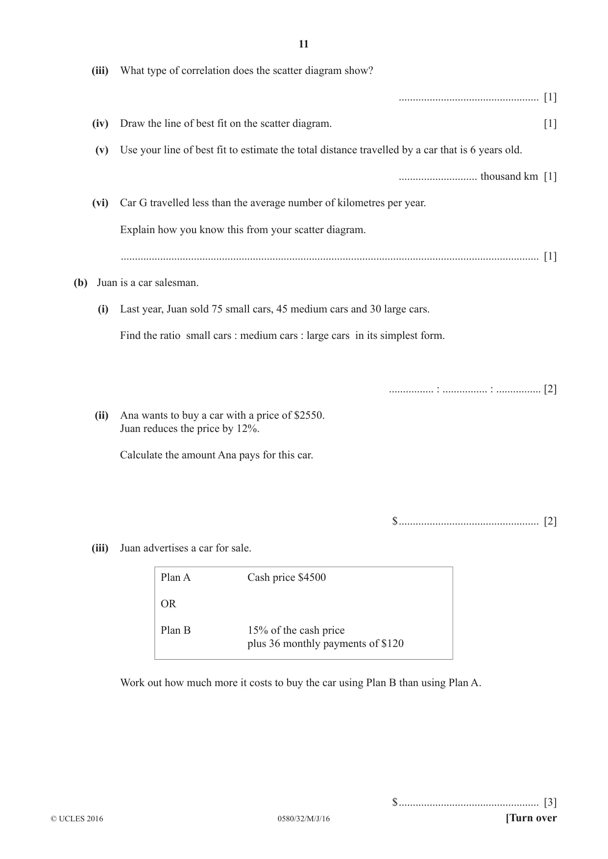 Cambridge IGCSE Mathematics 0580 2016 May/June Paper 3 · Variant 2 question paper, page 11 of 20
