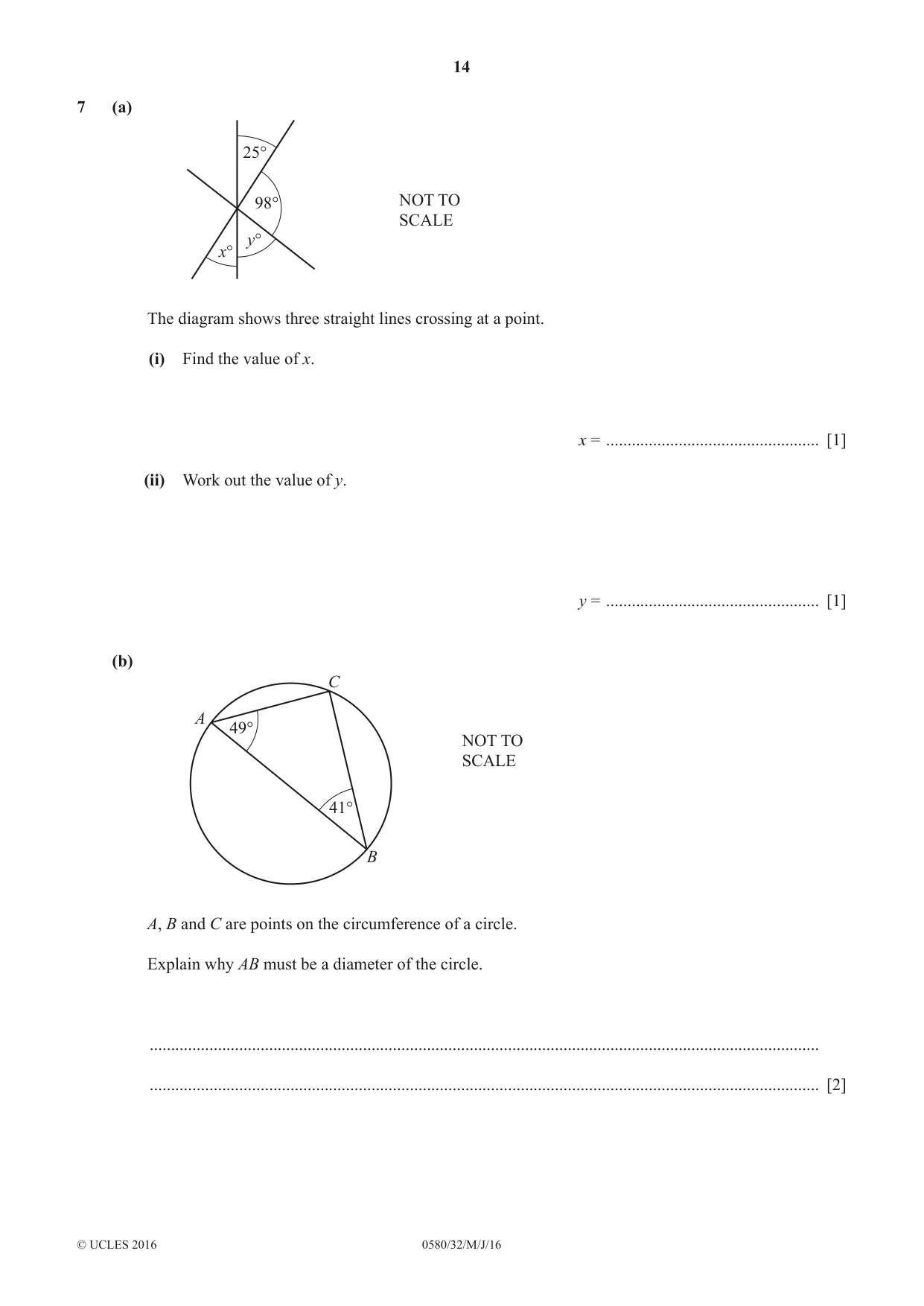 Cambridge IGCSE Mathematics 0580 2016 May/June Paper 3 · Variant 2 question paper, page 14 of 20