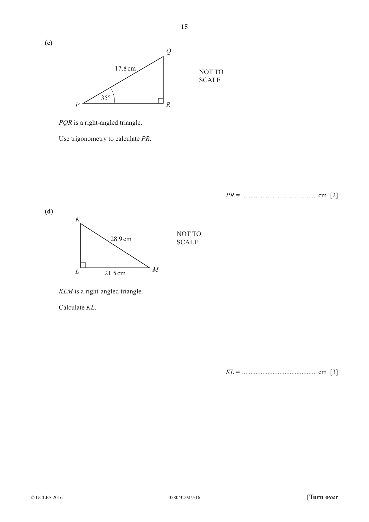 Cambridge IGCSE Mathematics 0580 2016 May/June Paper 3 · Variant 2 question paper, page 15 of 20