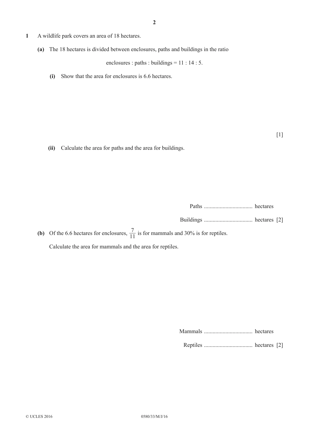 Cambridge IGCSE Mathematics 0580 2016 May/June Paper 3 · Variant 3 question paper, page 2 of 16