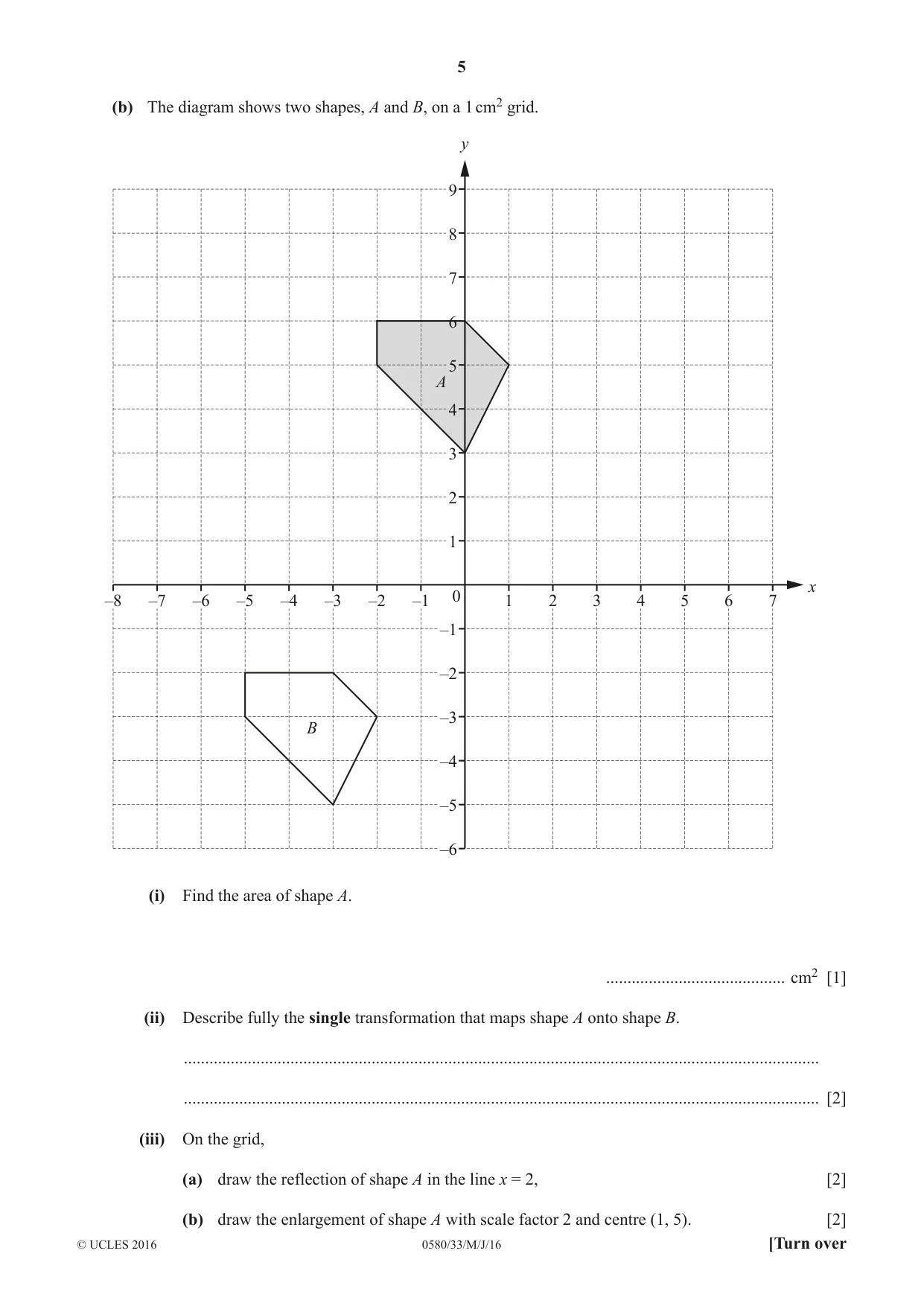 Cambridge IGCSE Mathematics 0580 2016 May/June Paper 3 · Variant 3 question paper, page 5 of 16
