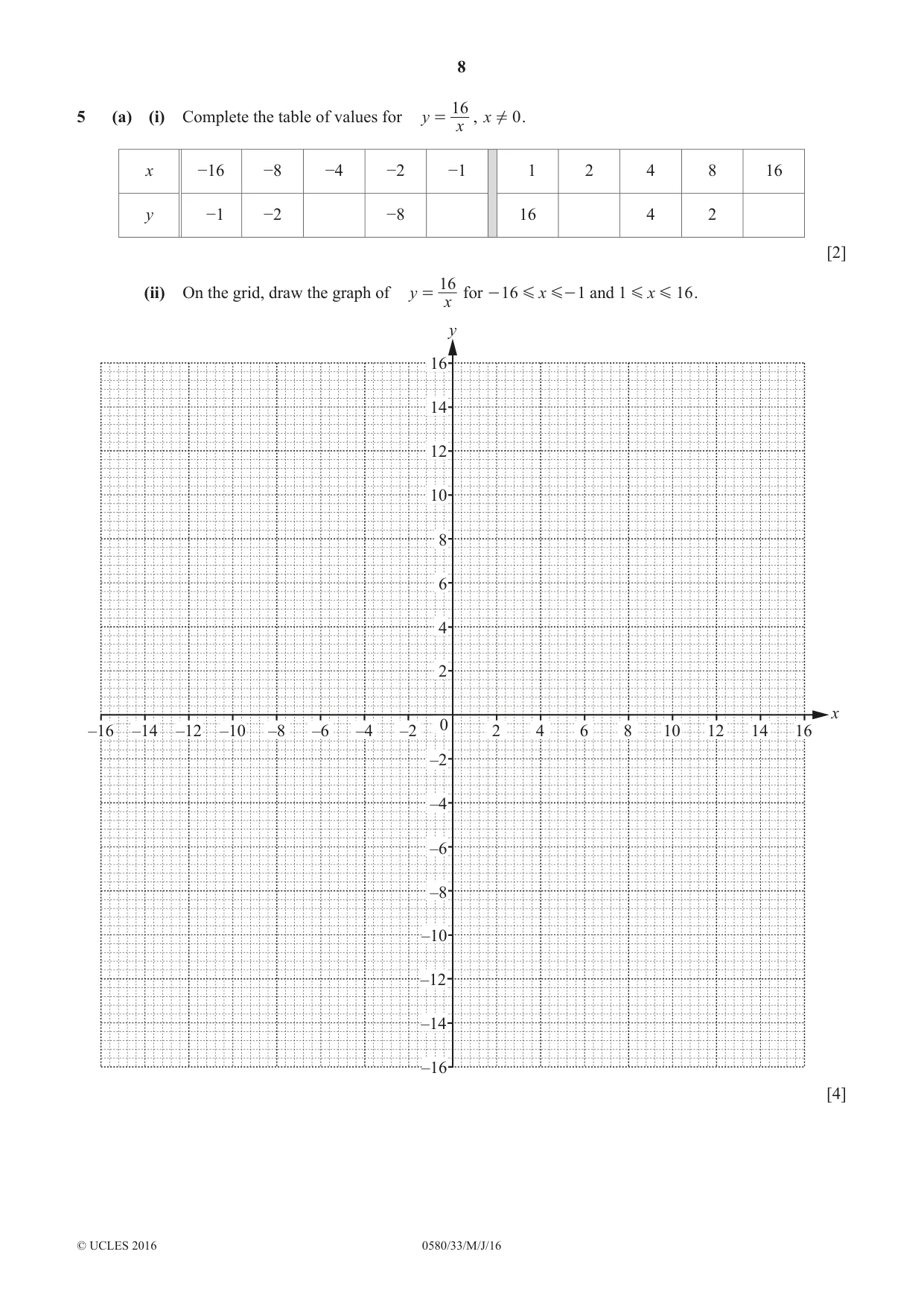 Cambridge IGCSE Mathematics 0580 2016 May/June Paper 3 · Variant 3 question paper, page 8 of 16