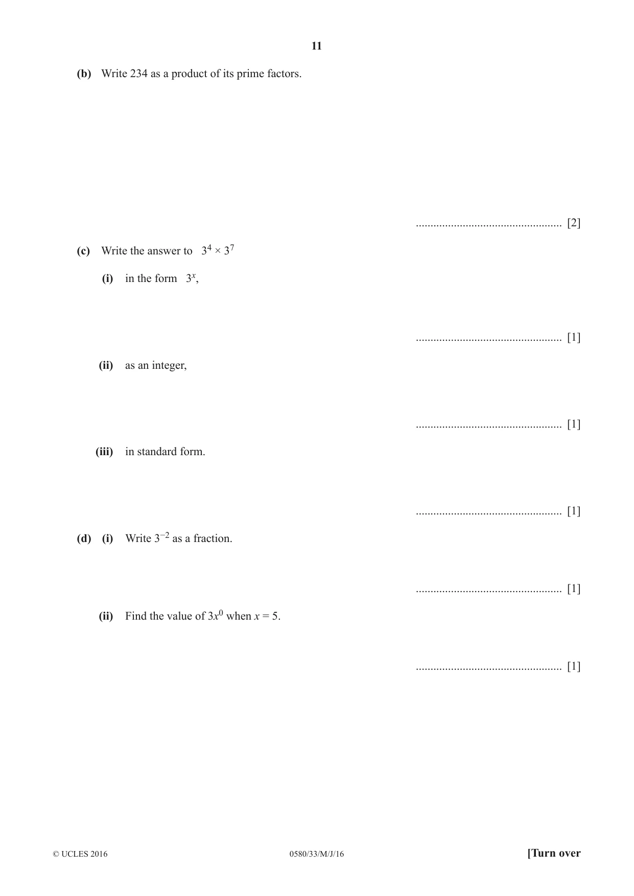 Cambridge IGCSE Mathematics 0580 2016 May/June Paper 3 · Variant 3 question paper, page 11 of 16