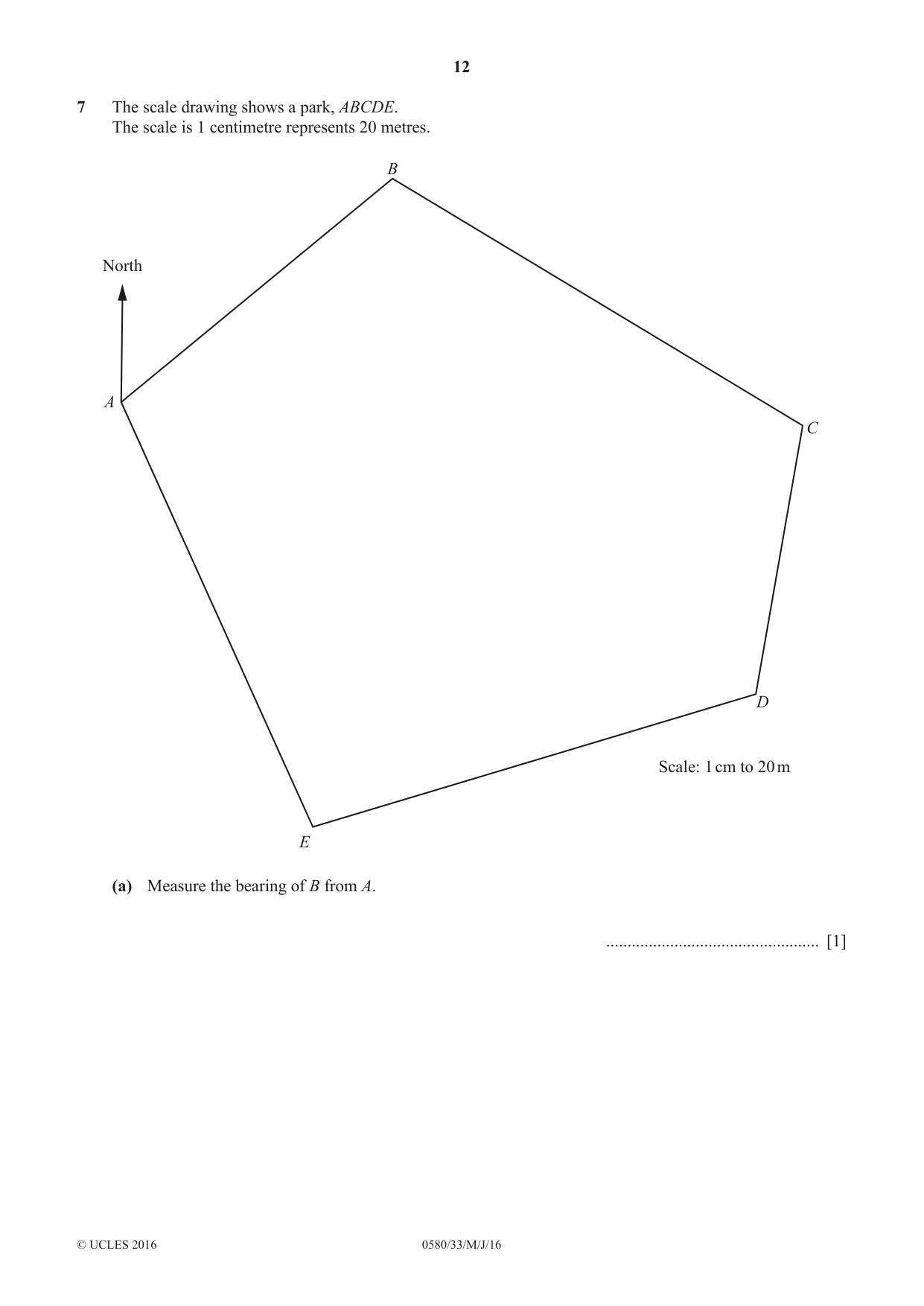 Cambridge IGCSE Mathematics 0580 2016 May/June Paper 3 · Variant 3 question paper, page 12 of 16