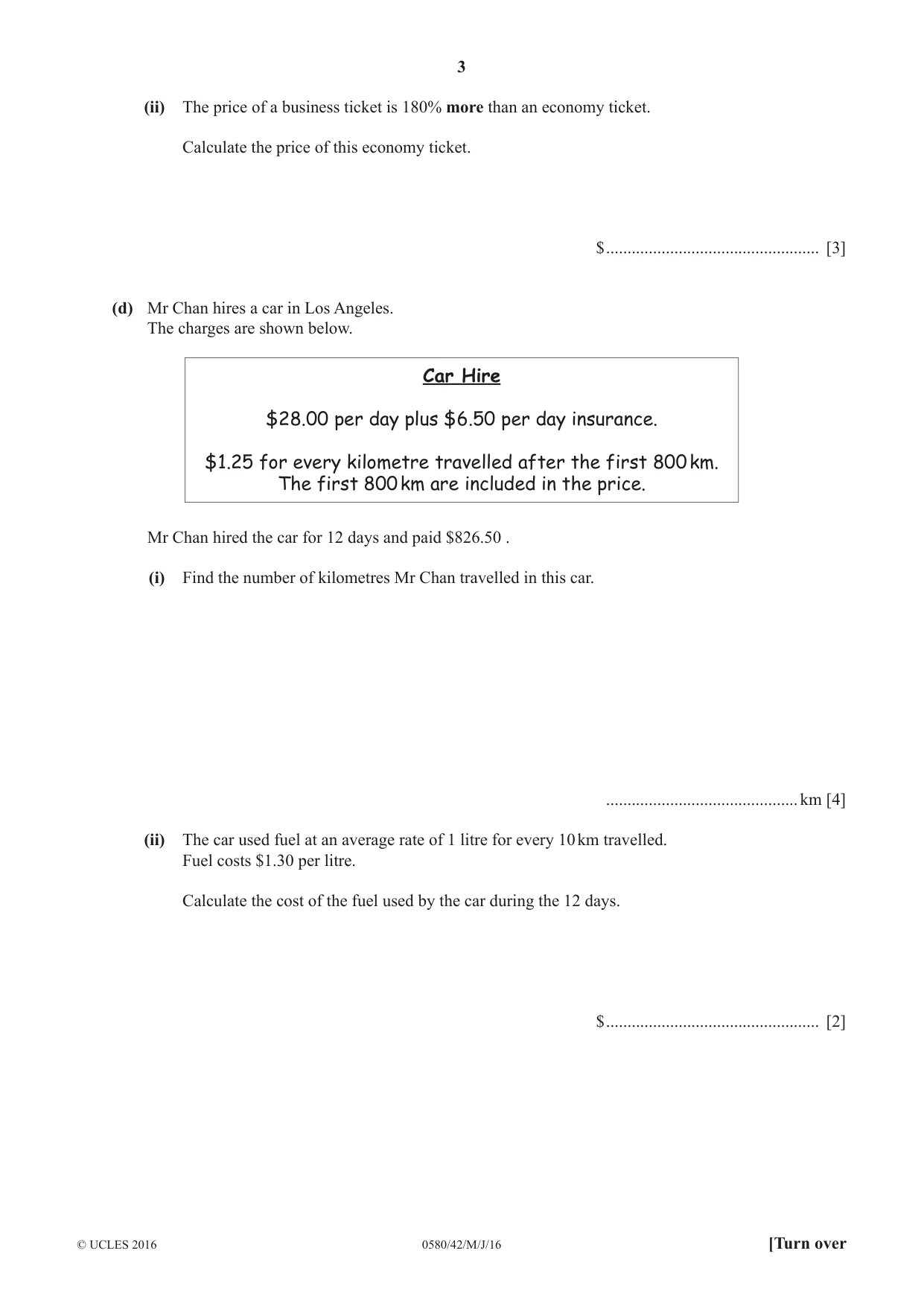 Cambridge IGCSE Mathematics 0580 2016 May/June Paper 4 · Variant 2 question paper, page 3 of 16