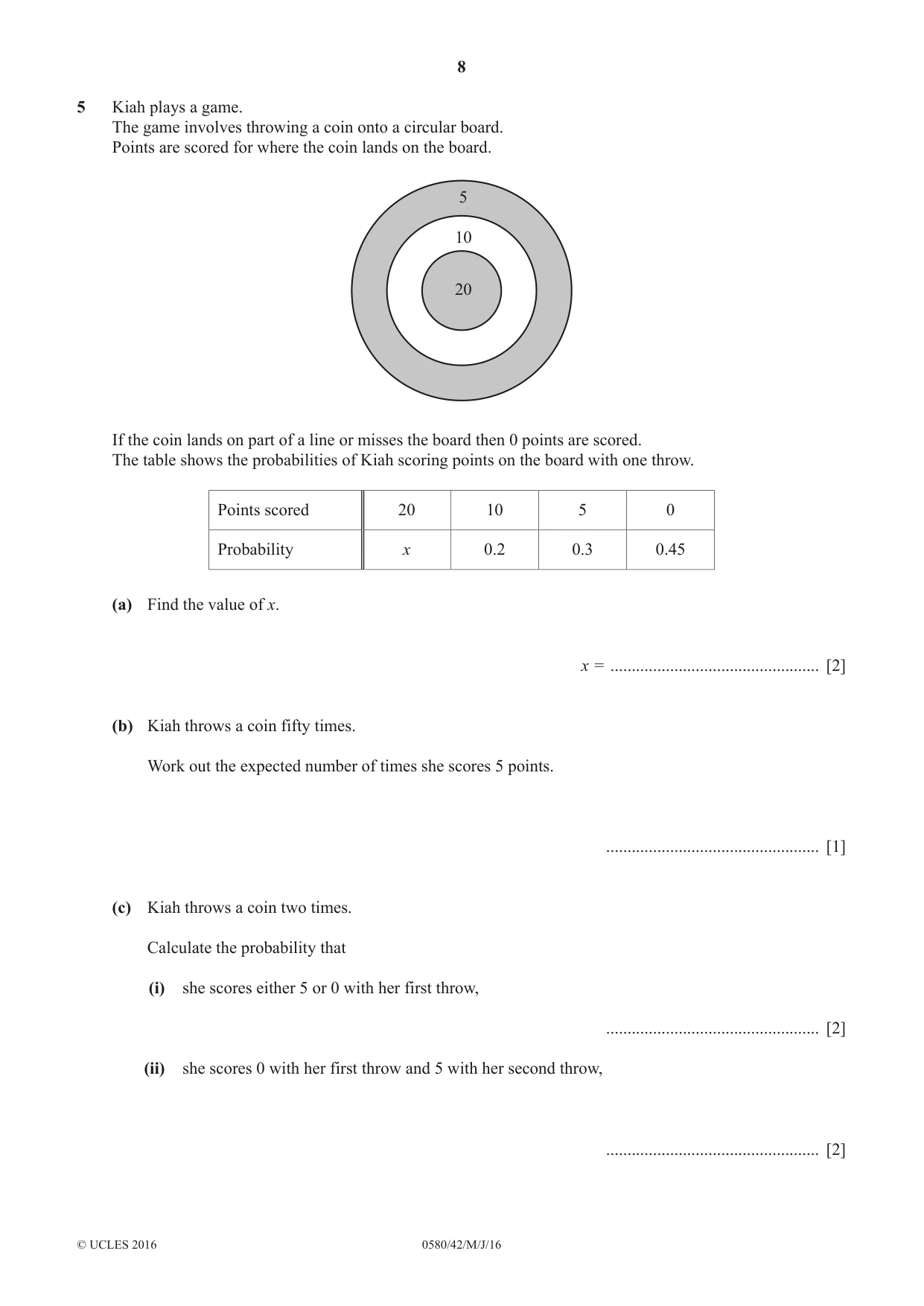 Cambridge IGCSE Mathematics 0580 2016 May/June Paper 4 · Variant 2 question paper, page 8 of 16