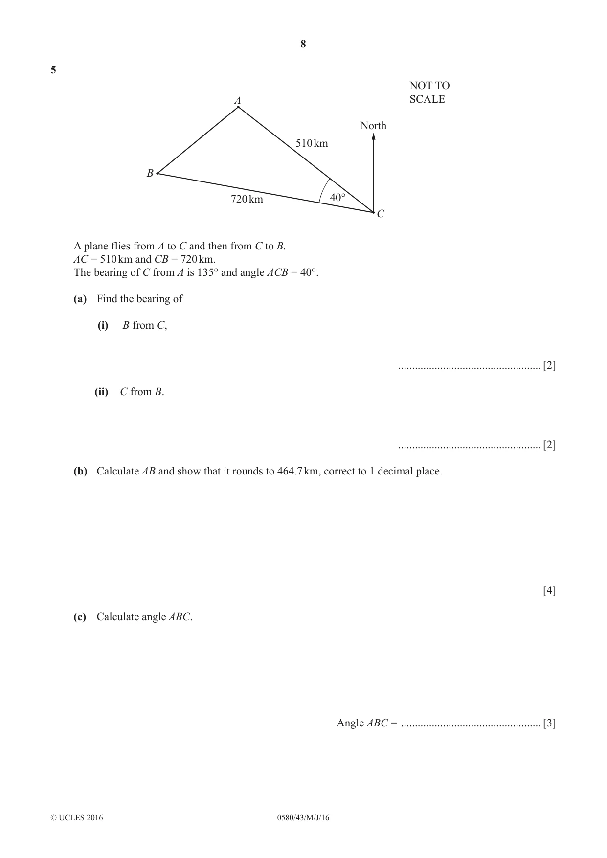 Cambridge IGCSE Mathematics 0580 2016 May/June Paper 4 · Variant 3 question paper, page 8 of 16