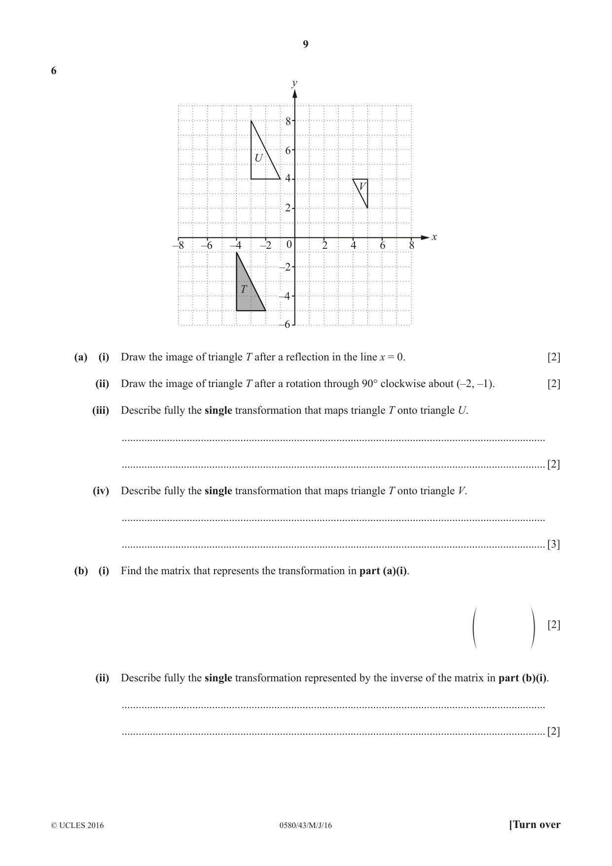 Cambridge IGCSE Mathematics 0580 2016 May/June Paper 4 · Variant 3 question paper, page 9 of 16
