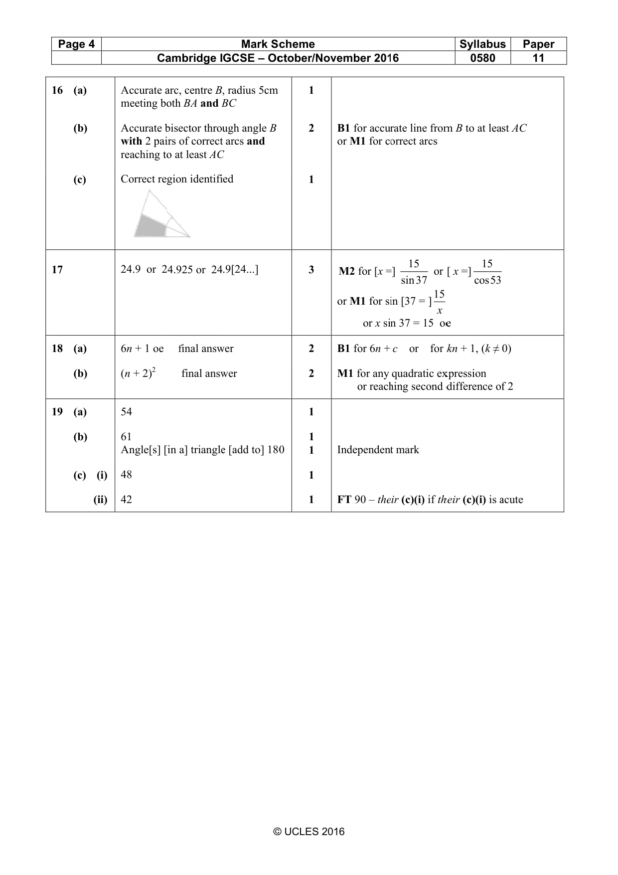 Mark scheme, page 4 of 5