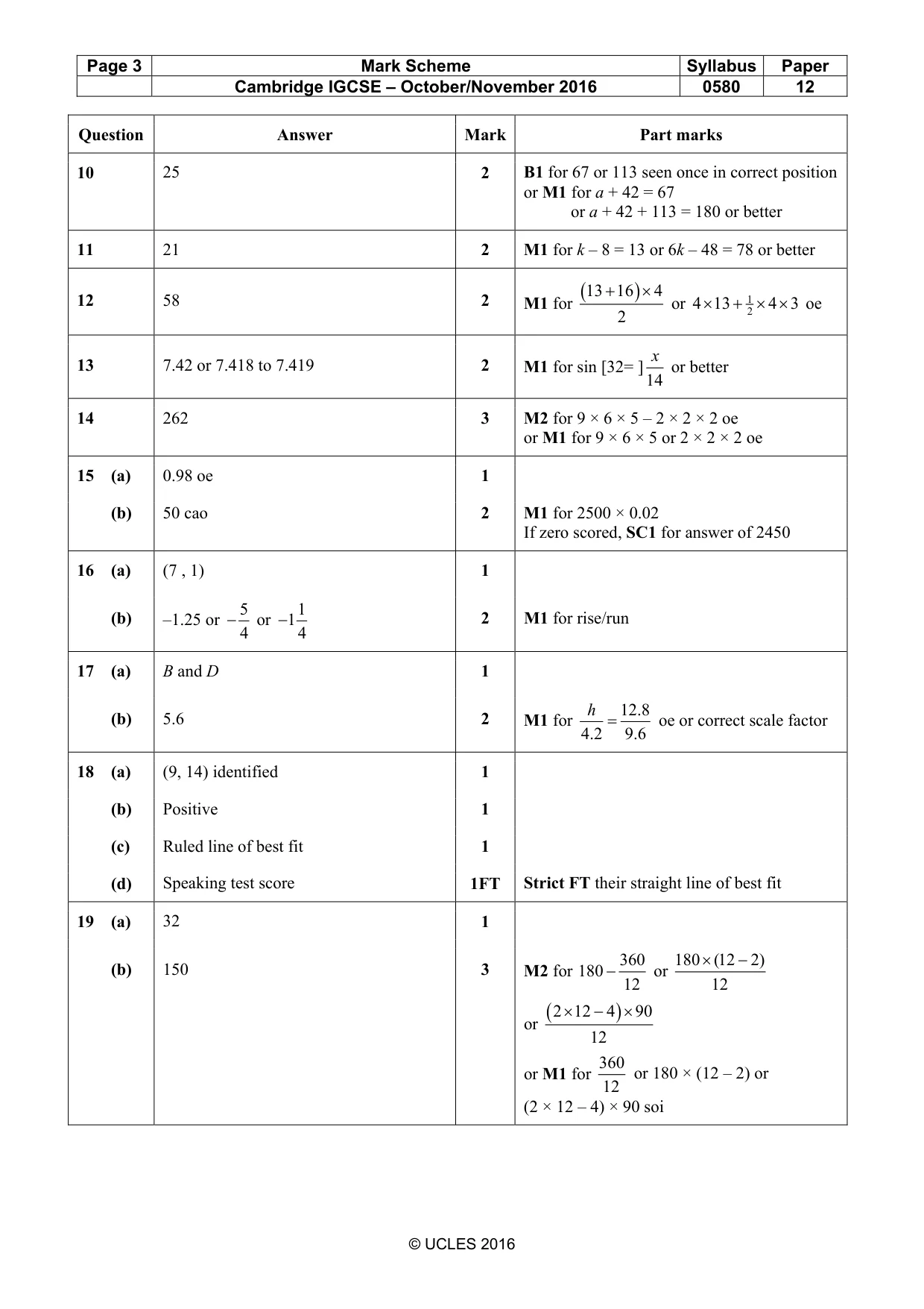 Mark scheme, page 3 of 4