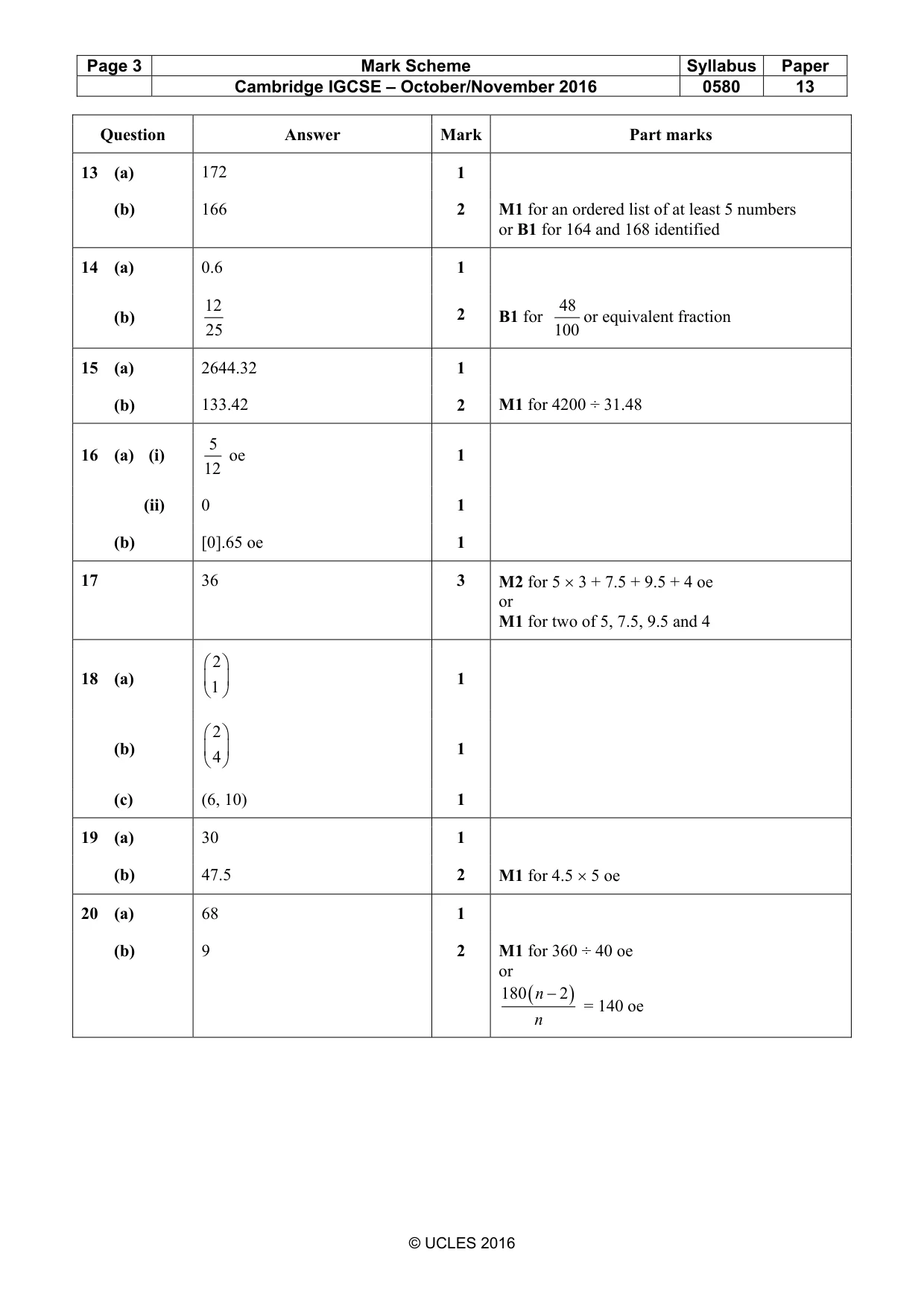 Mark scheme, page 3 of 4