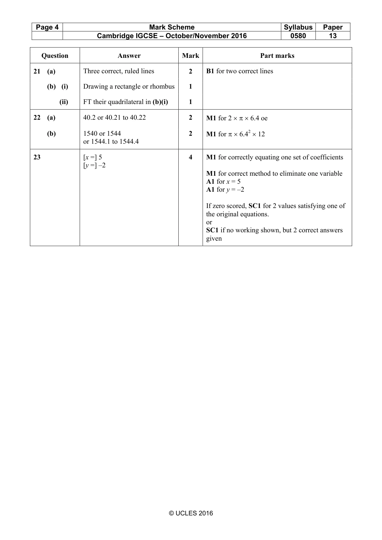 Mark scheme, page 4 of 4