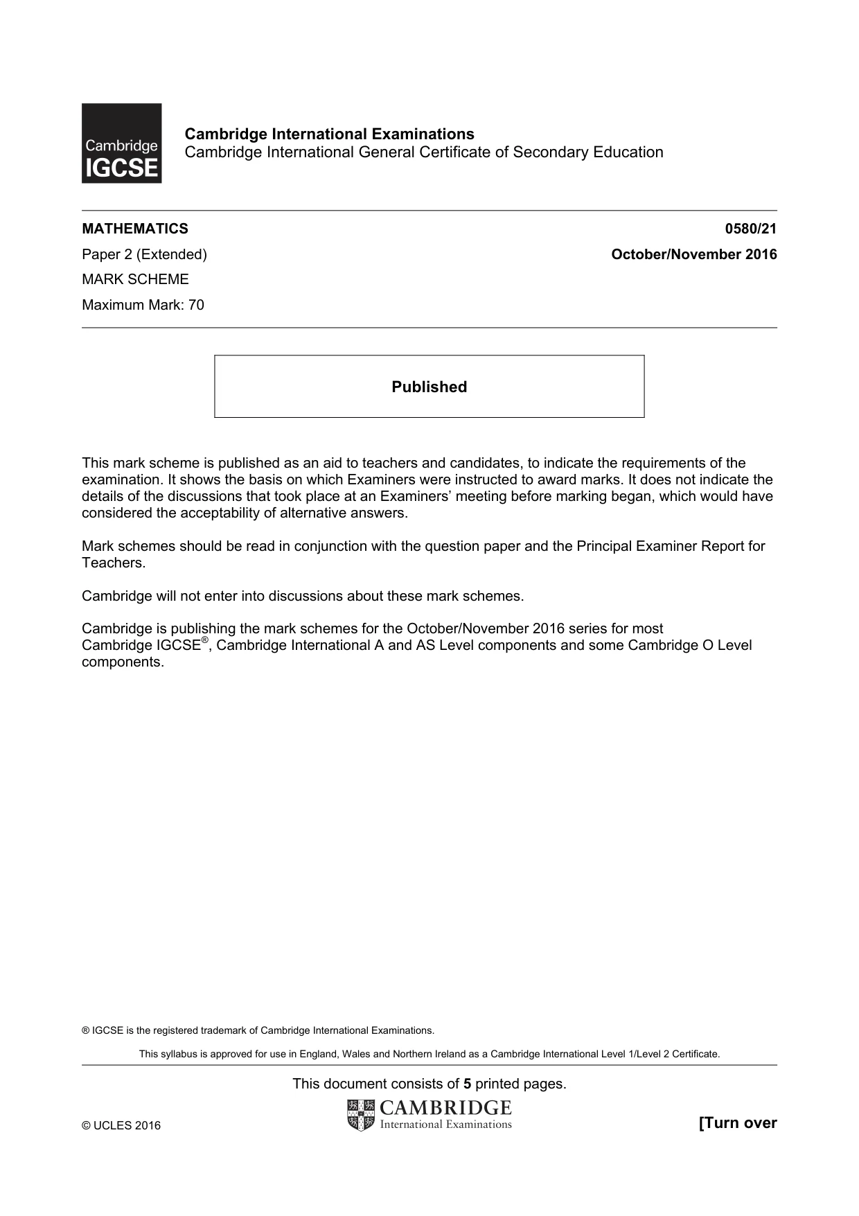 Mark scheme, page 1 of 5
