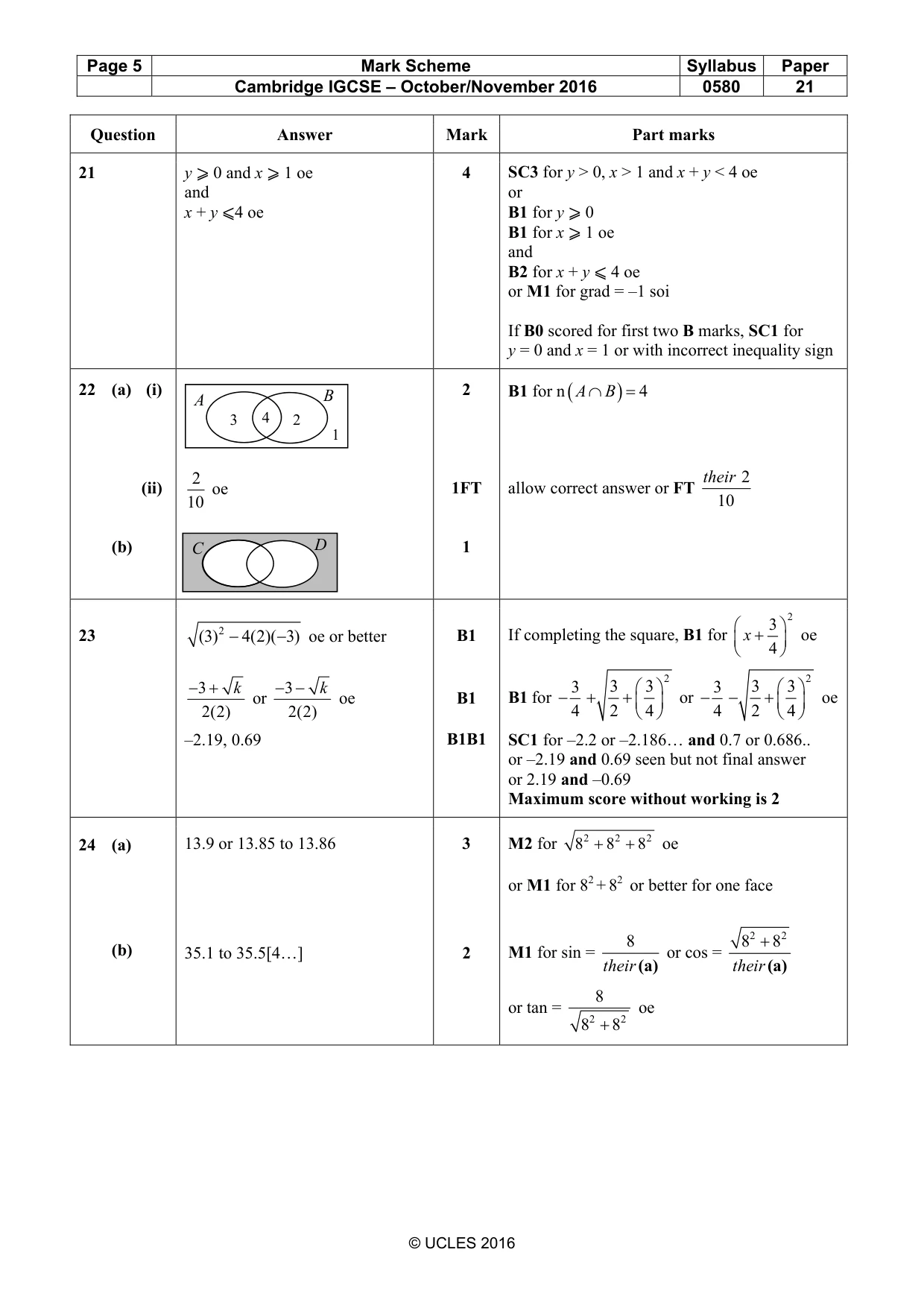 Mark scheme, page 5 of 5