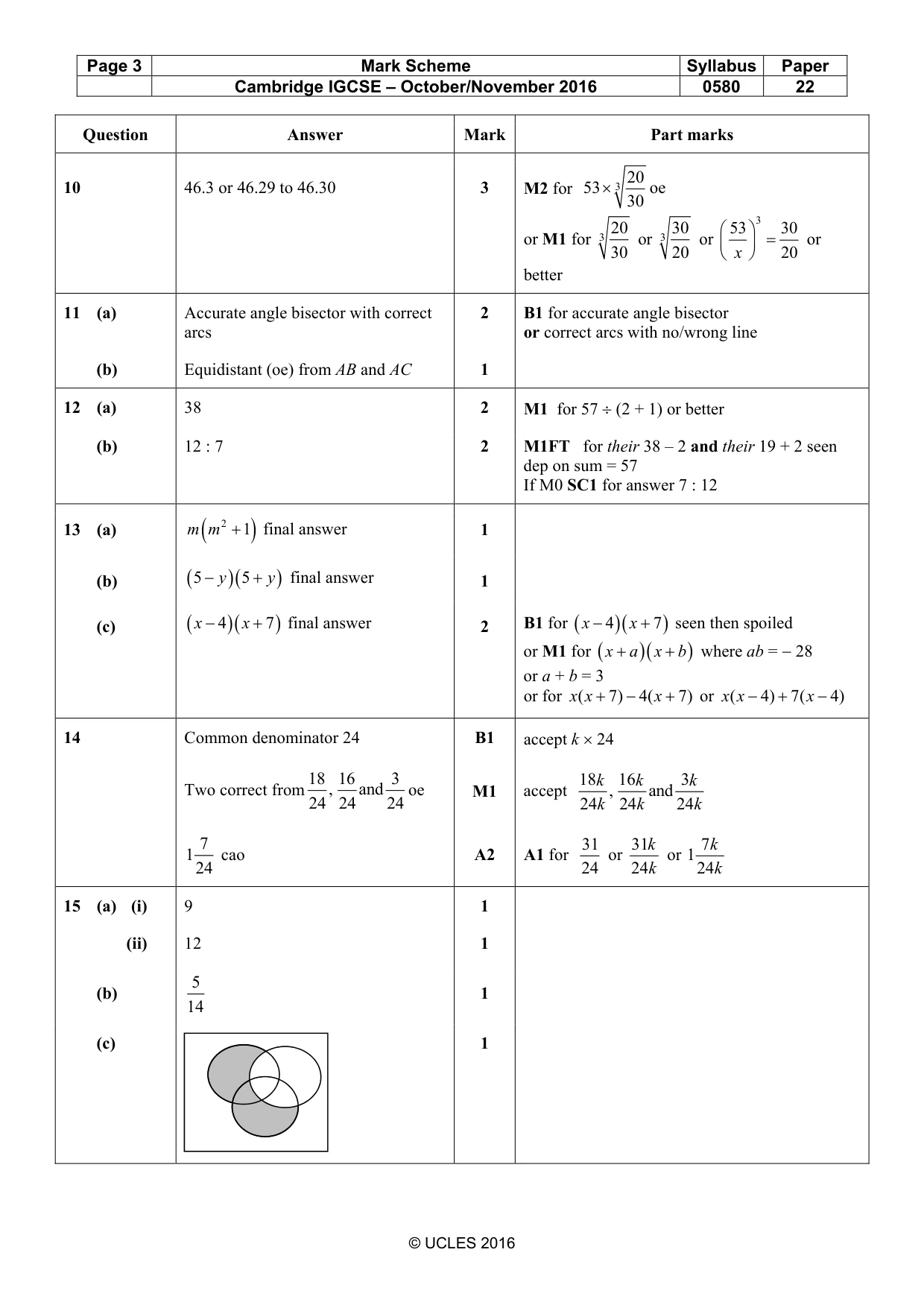 Mark scheme, page 3 of 5