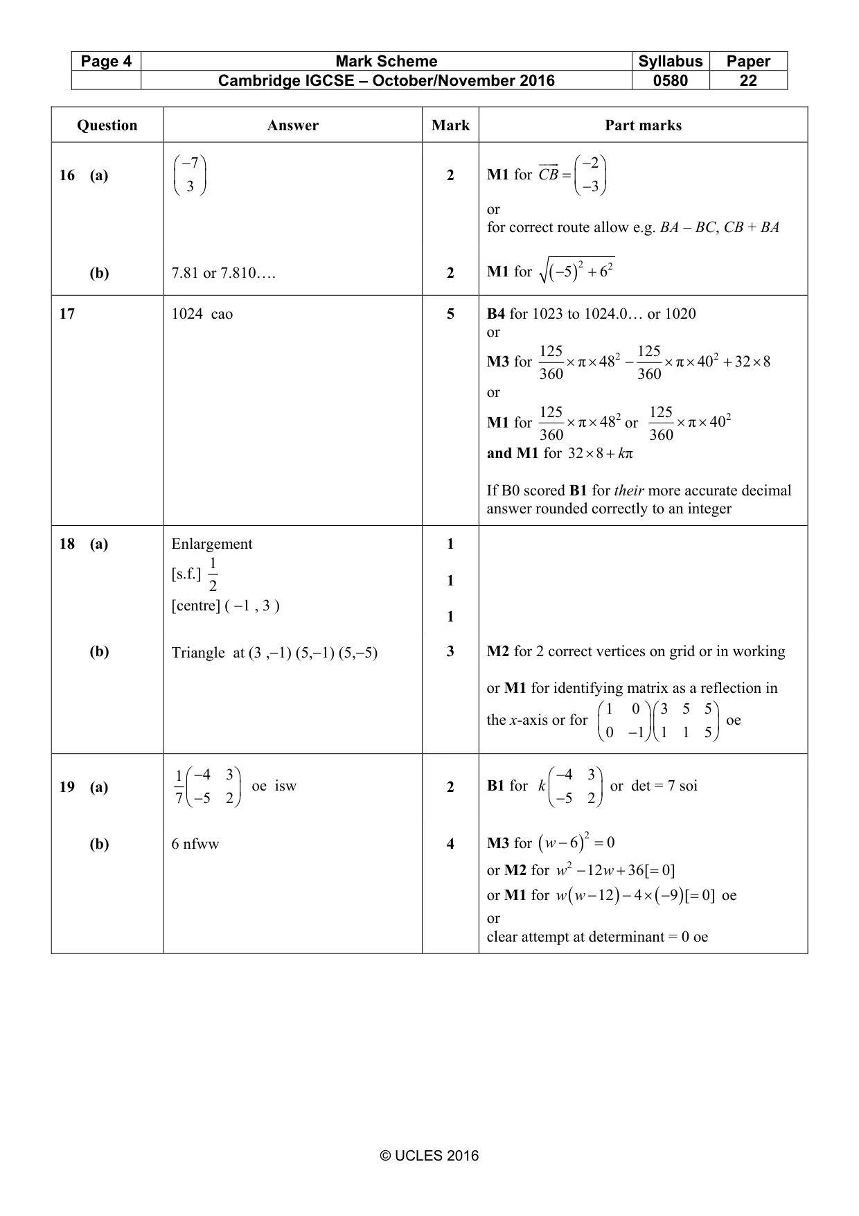 Mark scheme, page 4 of 5