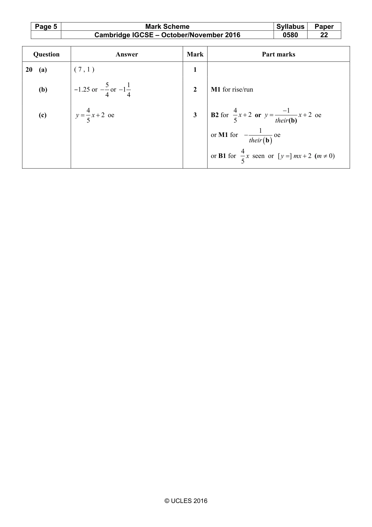 Mark scheme, page 5 of 5