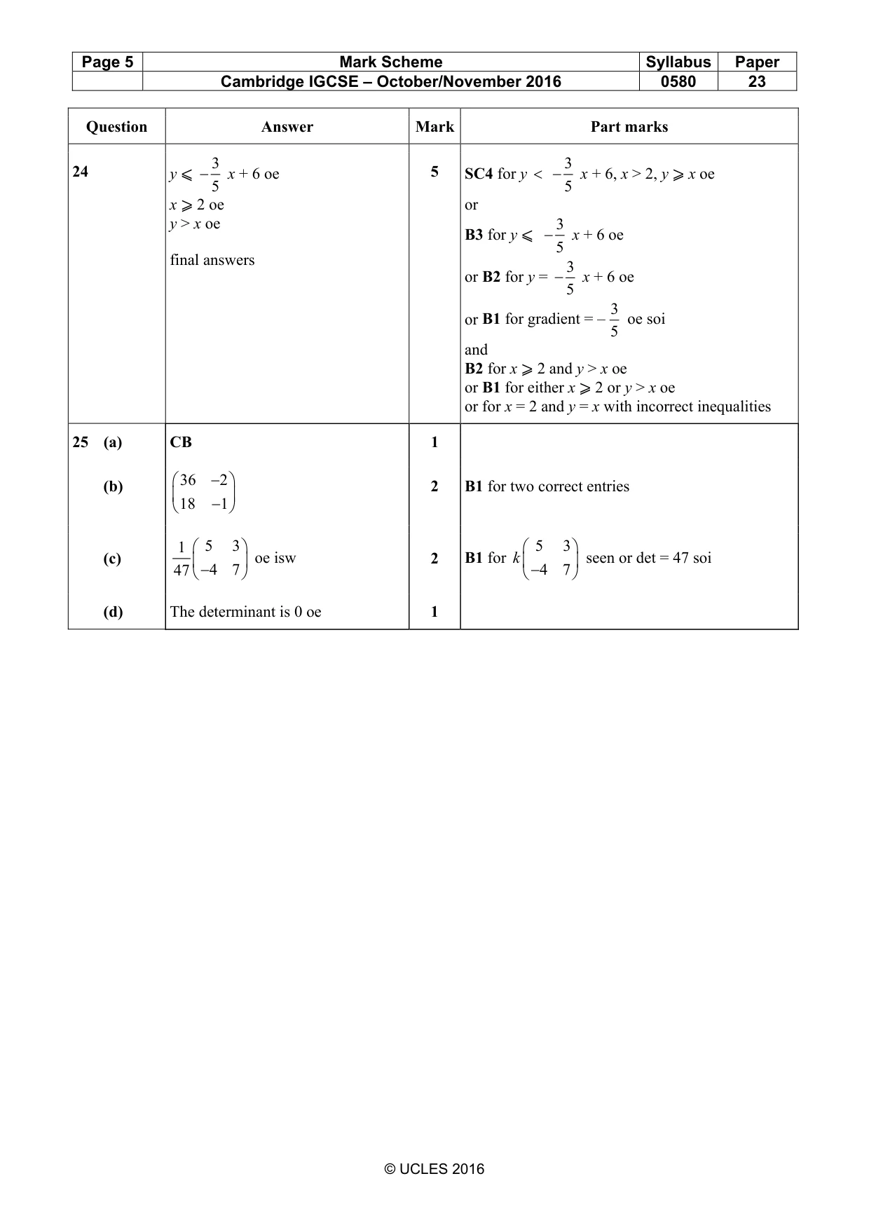 Mark scheme, page 5 of 5