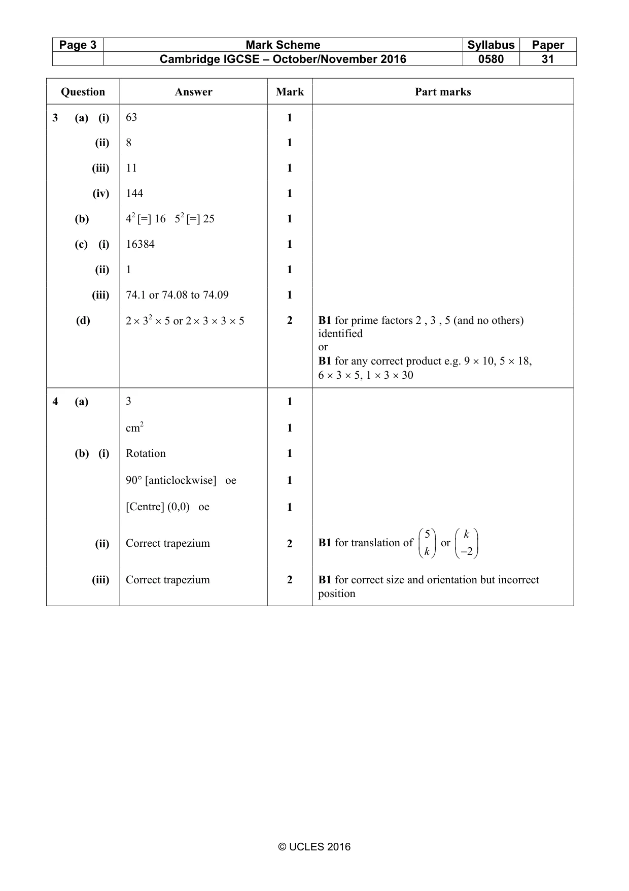 Mark scheme, page 3 of 6