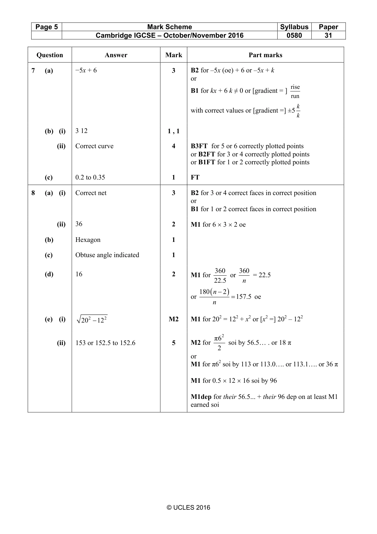 Mark scheme, page 5 of 6