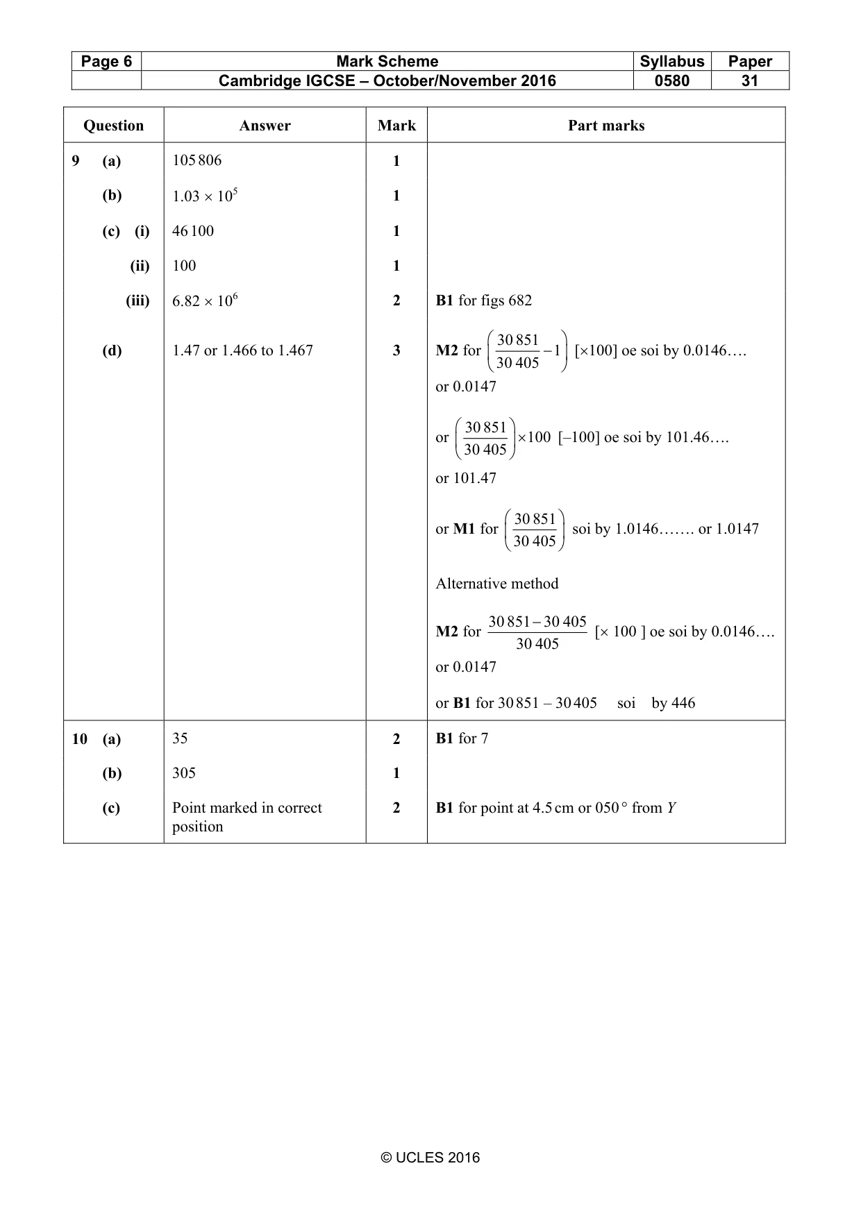 Mark scheme, page 6 of 6