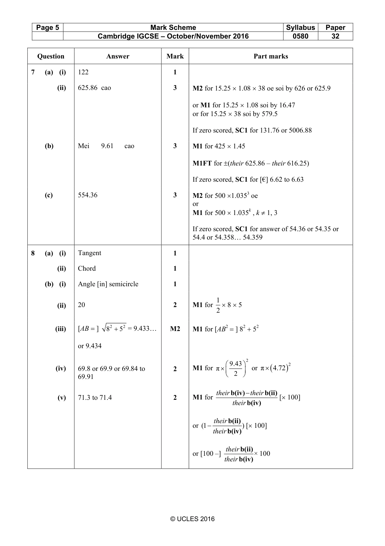 Mark scheme, page 5 of 6