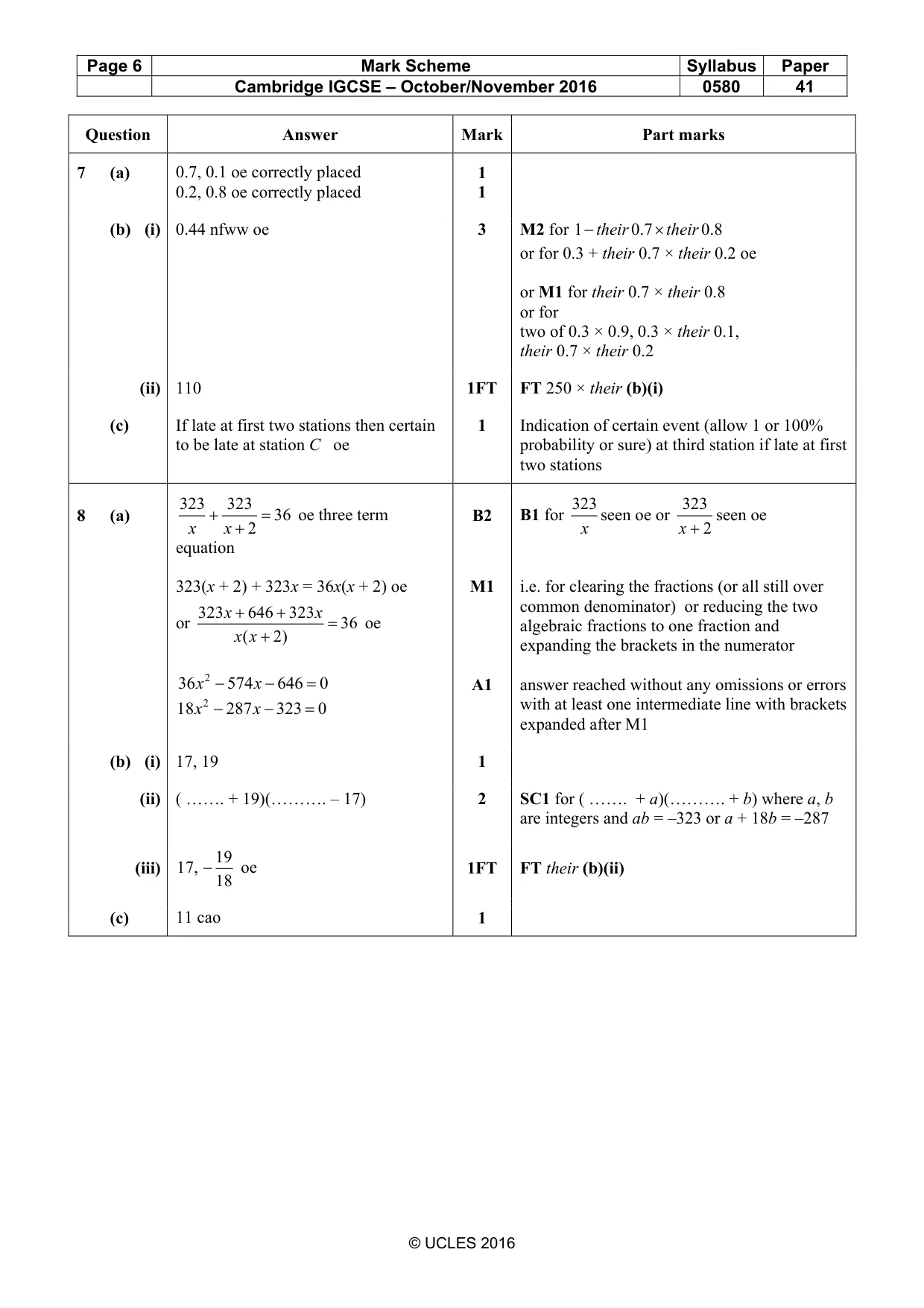 Mark scheme, page 6 of 7