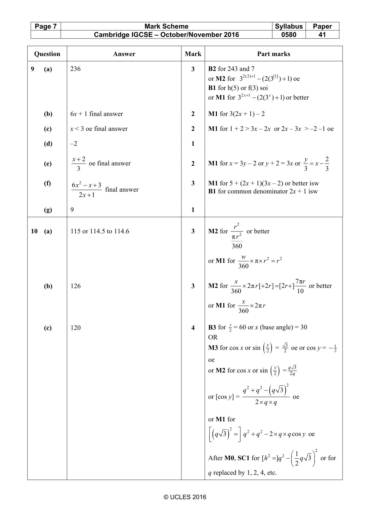 Mark scheme, page 7 of 7