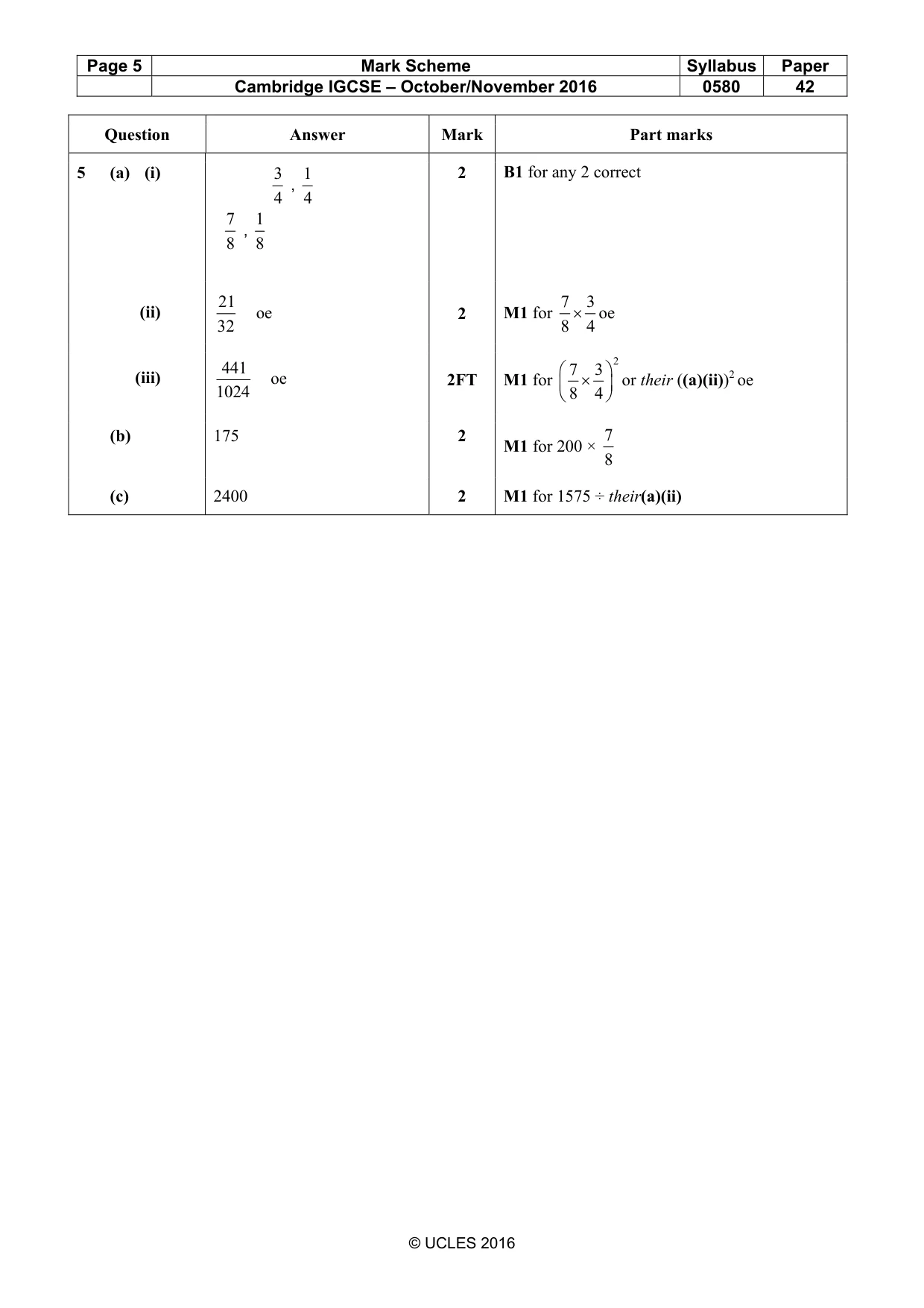 Mark scheme, page 5 of 8