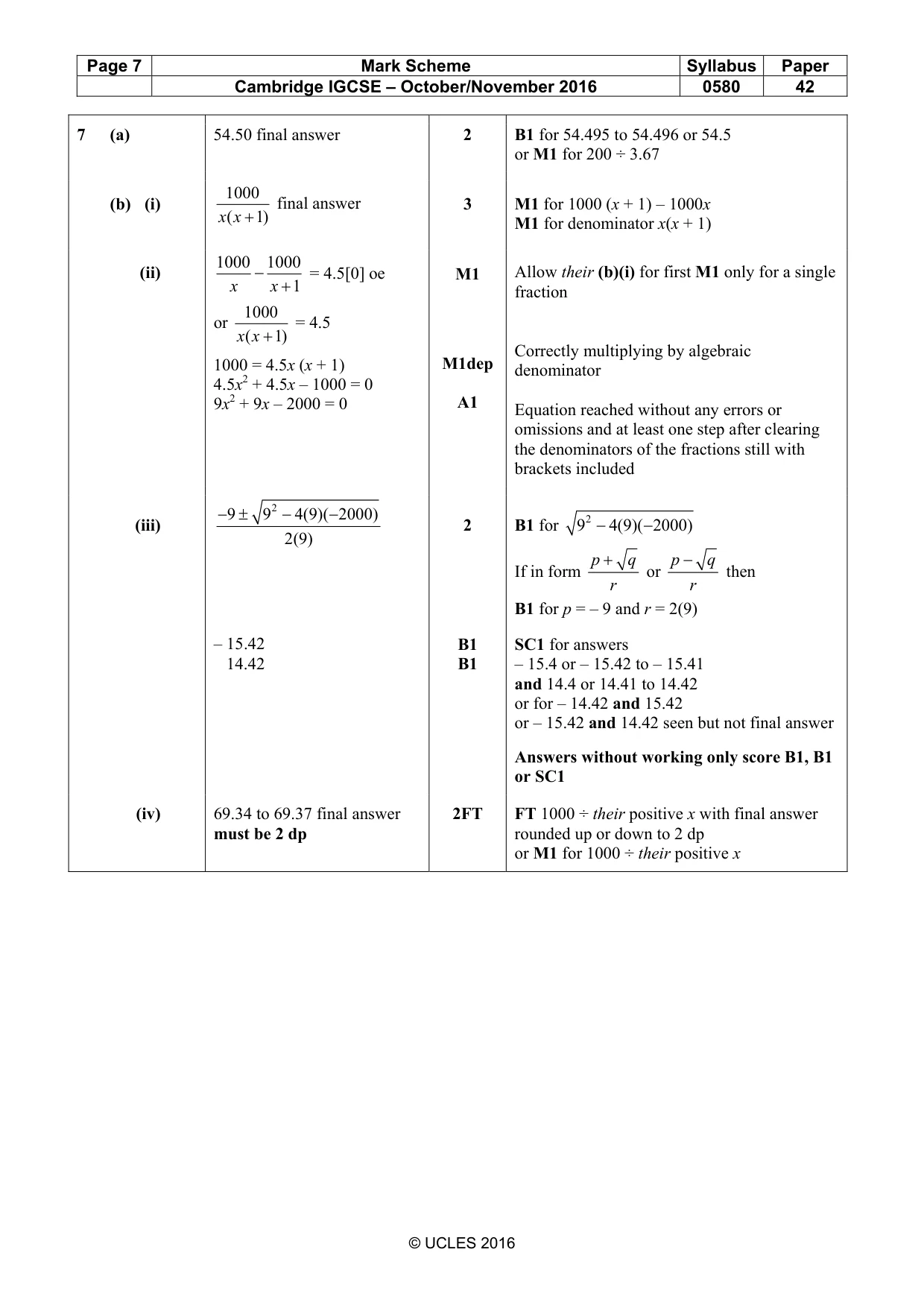 Mark scheme, page 7 of 8