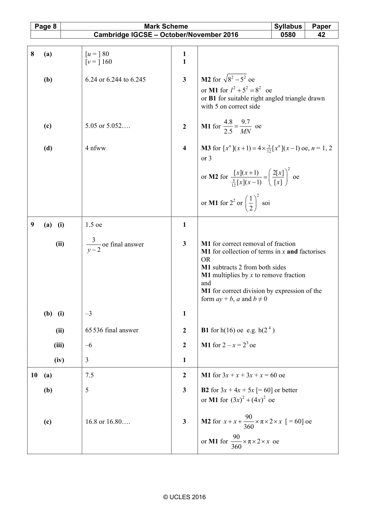 Mark scheme, page 8 of 8