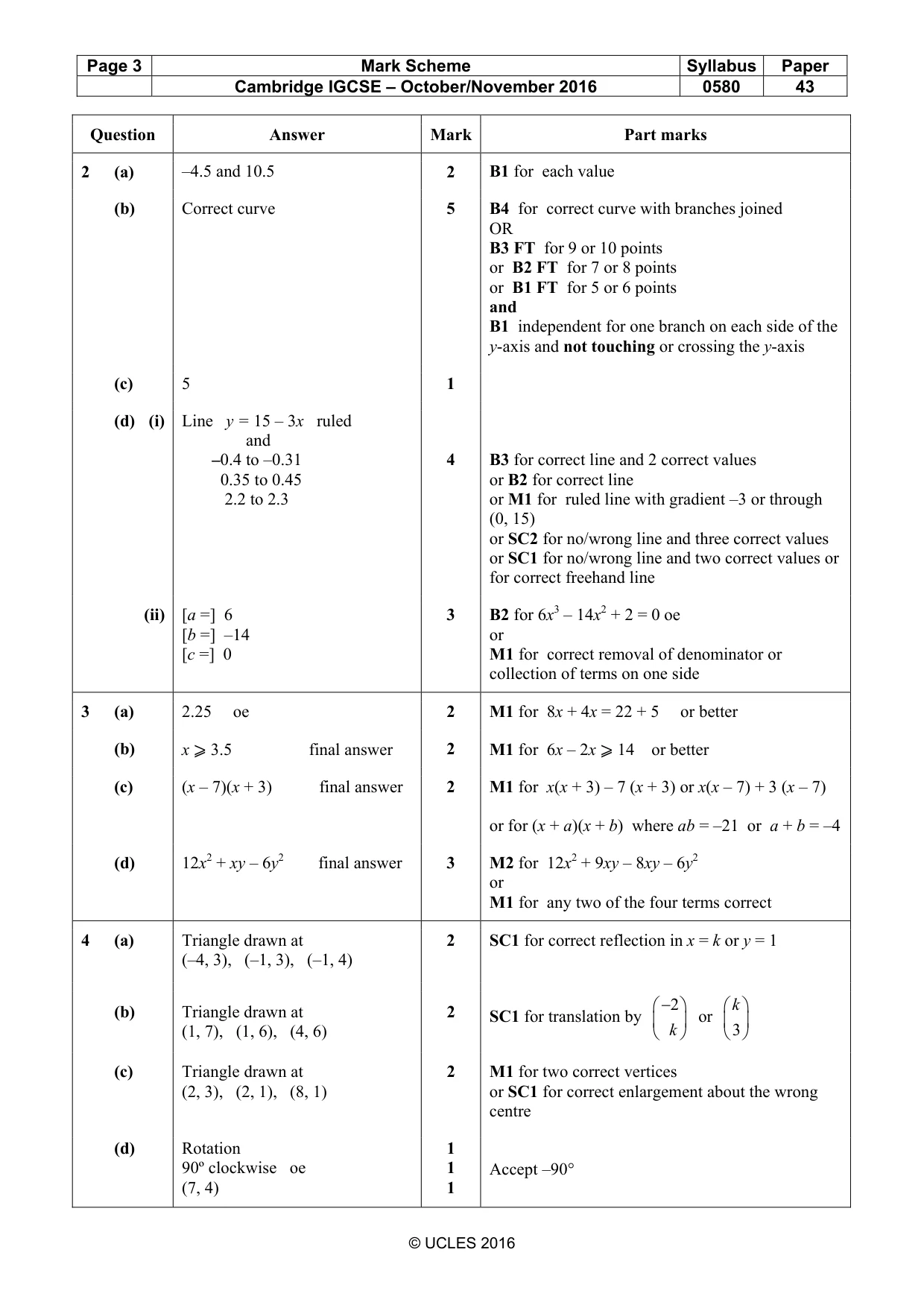 Mark scheme, page 3 of 8