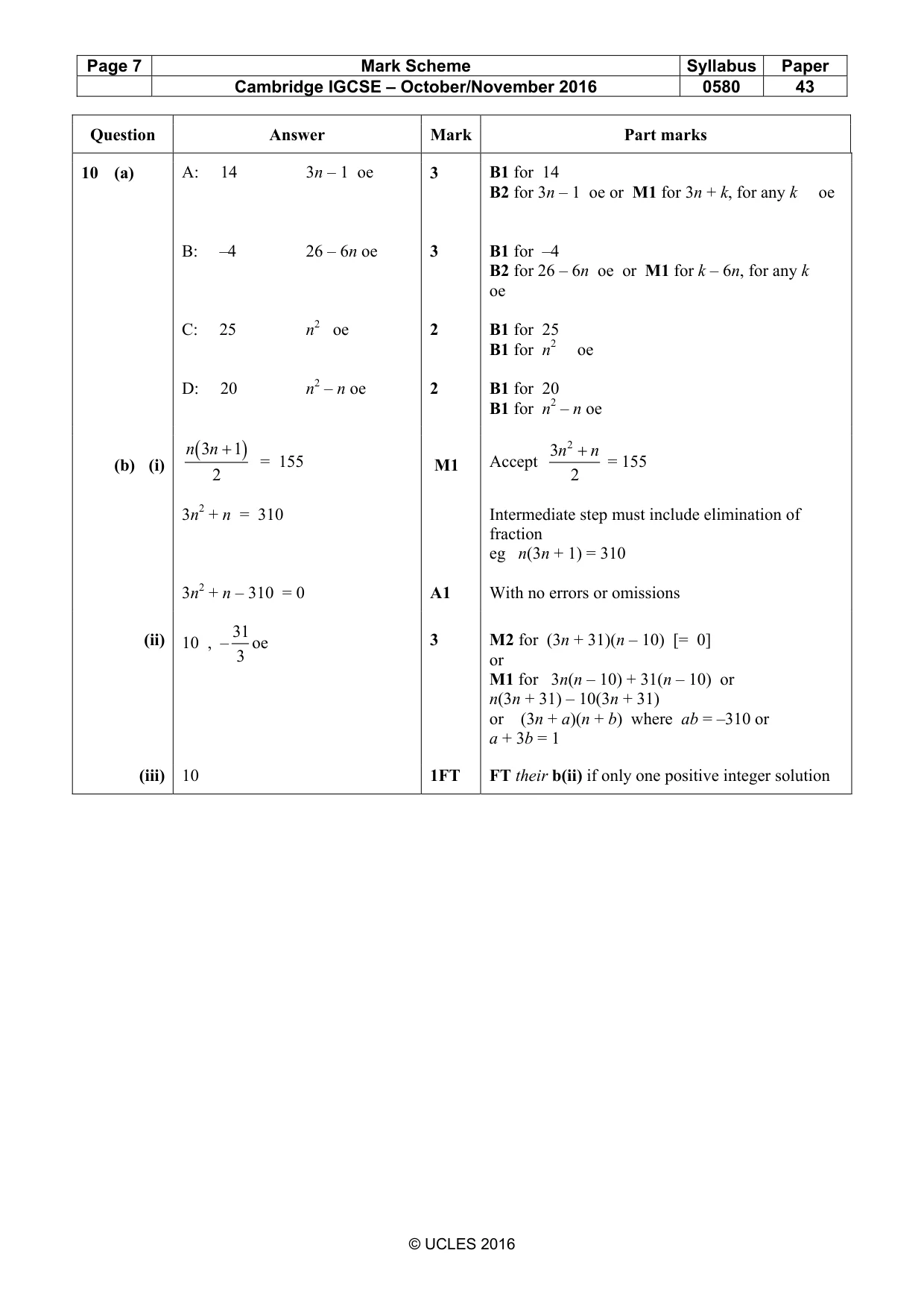 Mark scheme, page 7 of 8