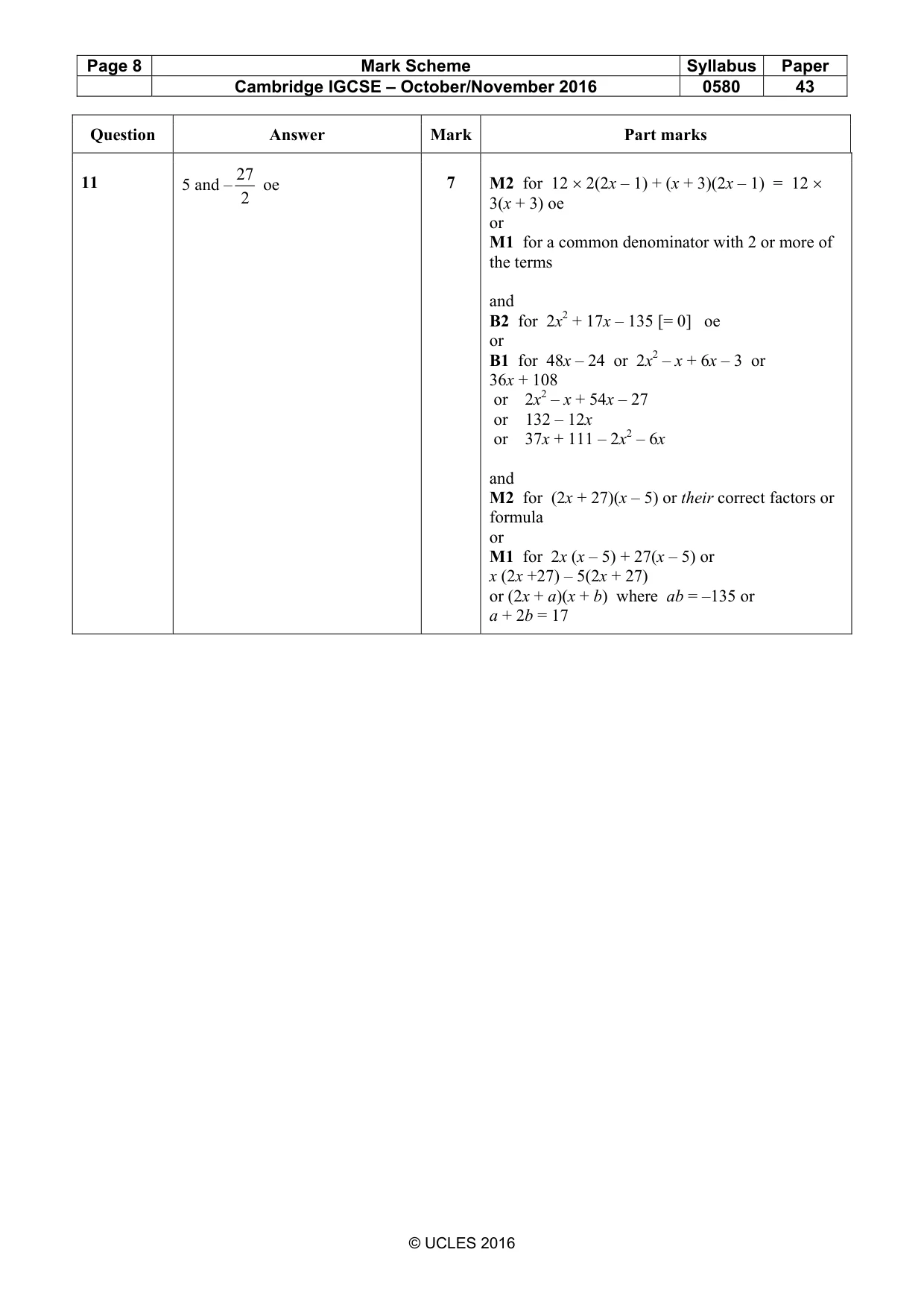 Mark scheme, page 8 of 8
