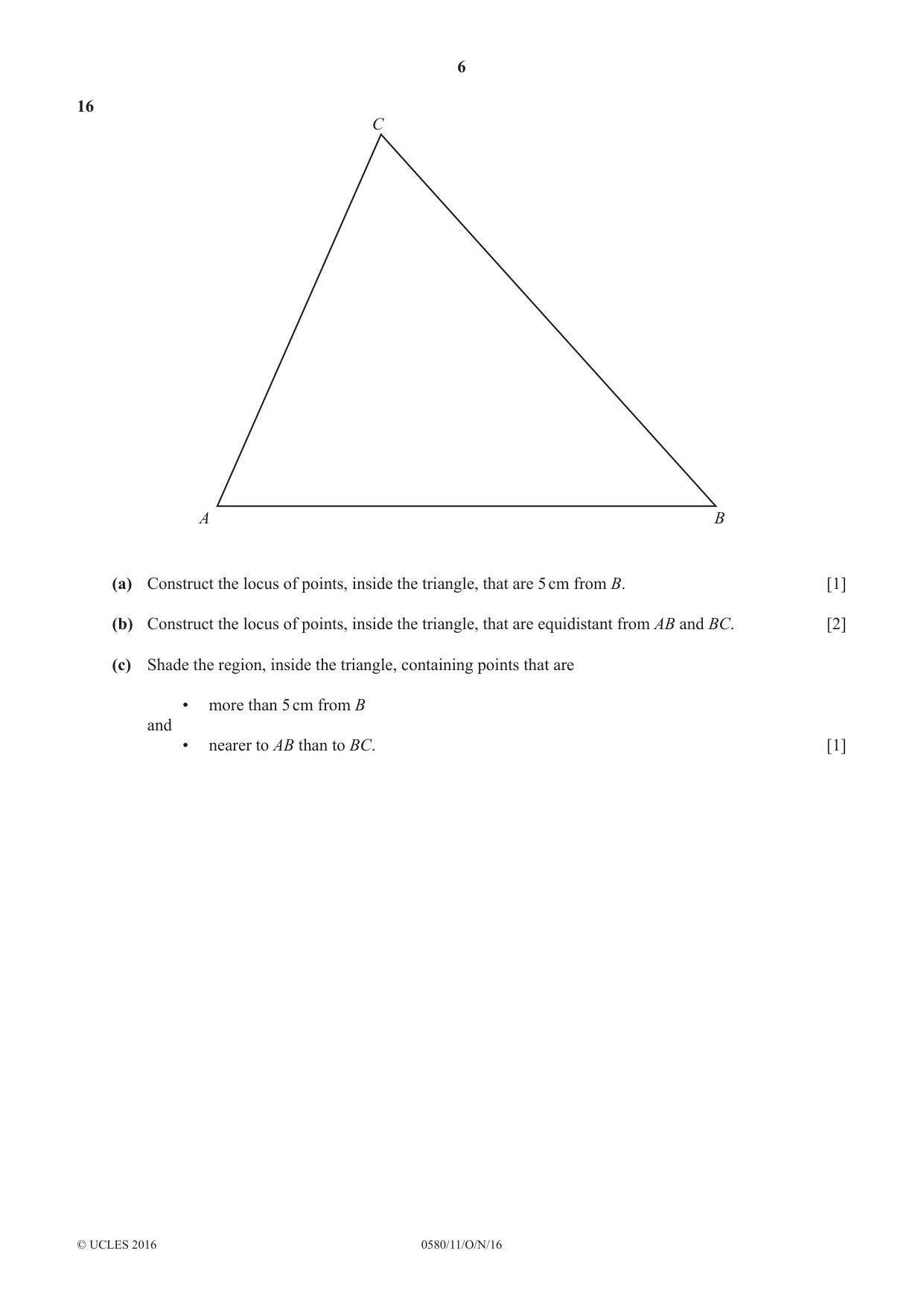 Cambridge IGCSE Mathematics 0580 2016 Oct/Nov Paper 1 · Variant 1 question paper, page 6 of 12
