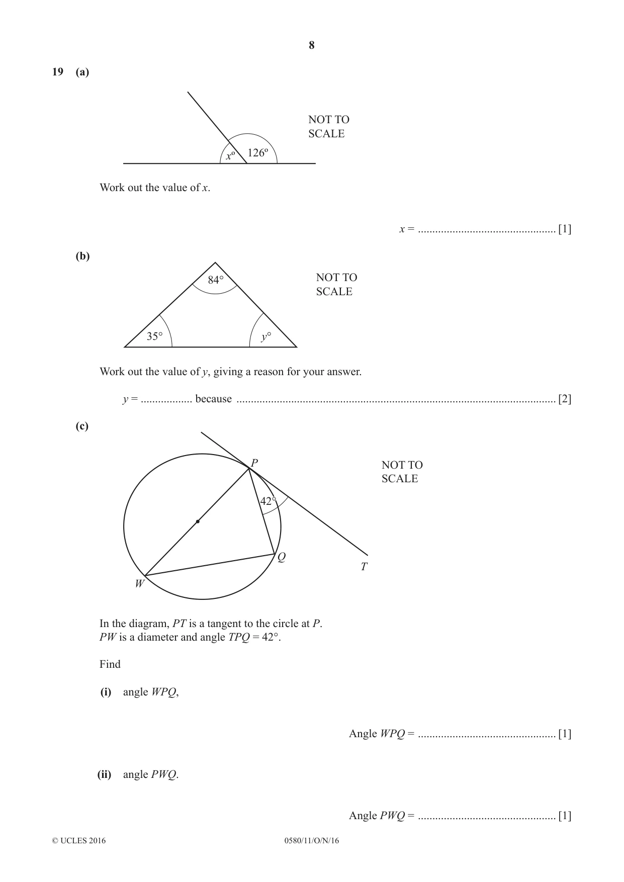 Cambridge IGCSE Mathematics 0580 2016 Oct/Nov Paper 1 · Variant 1 question paper, page 8 of 12