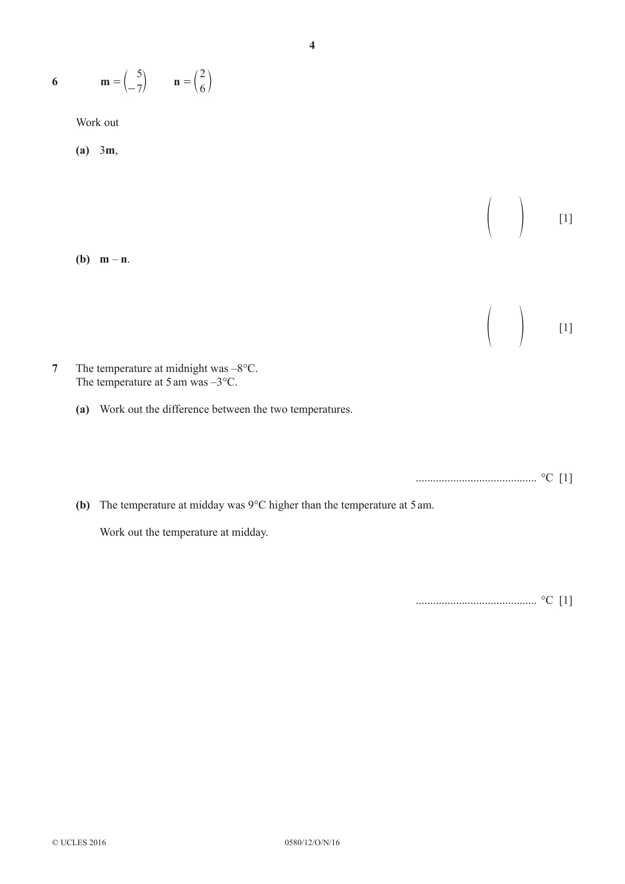 Cambridge IGCSE Mathematics 0580 2016 Oct/Nov Paper 1 · Variant 2 question paper, page 4 of 12