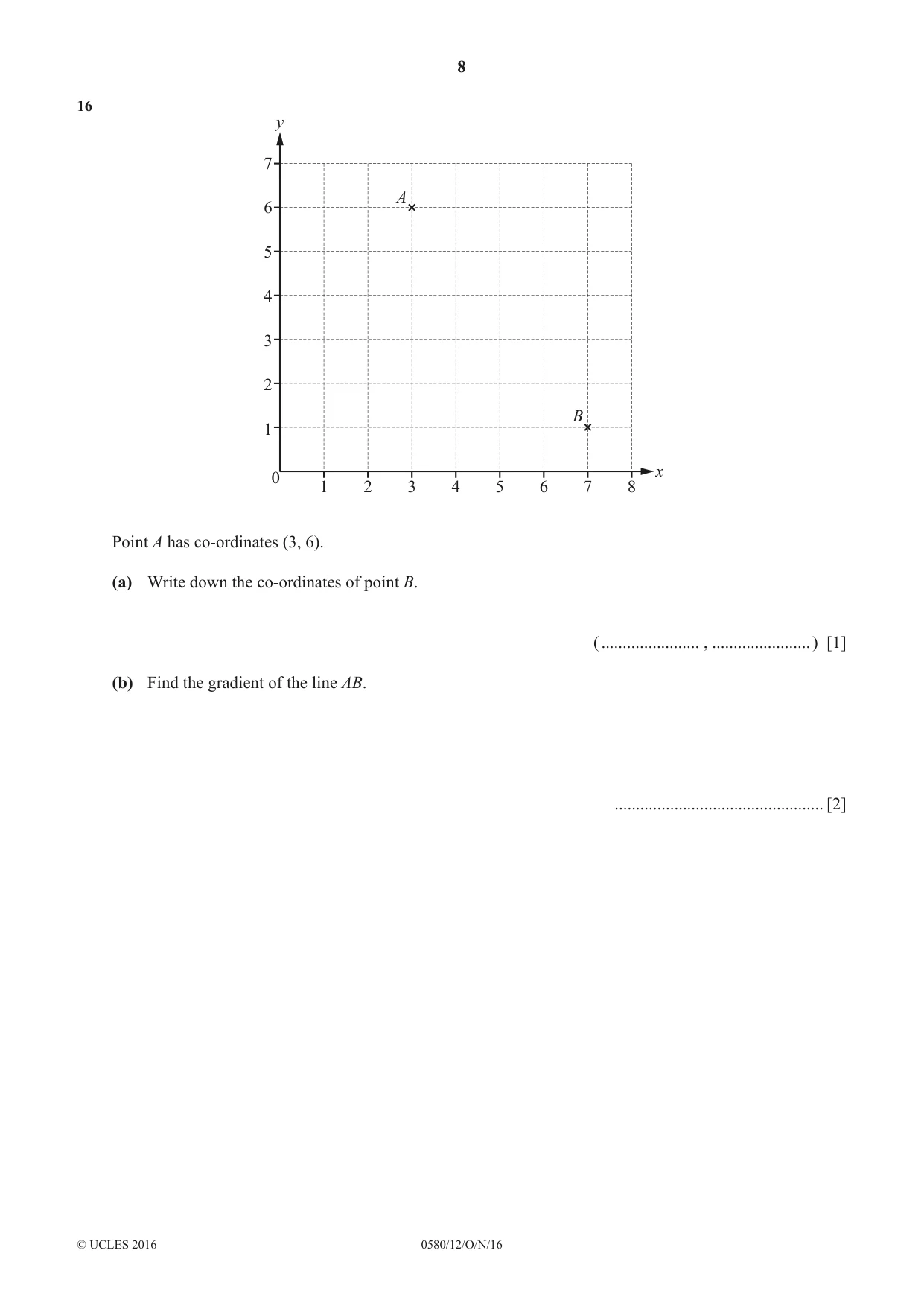 Cambridge IGCSE Mathematics 0580 2016 Oct/Nov Paper 1 · Variant 2 question paper, page 8 of 12