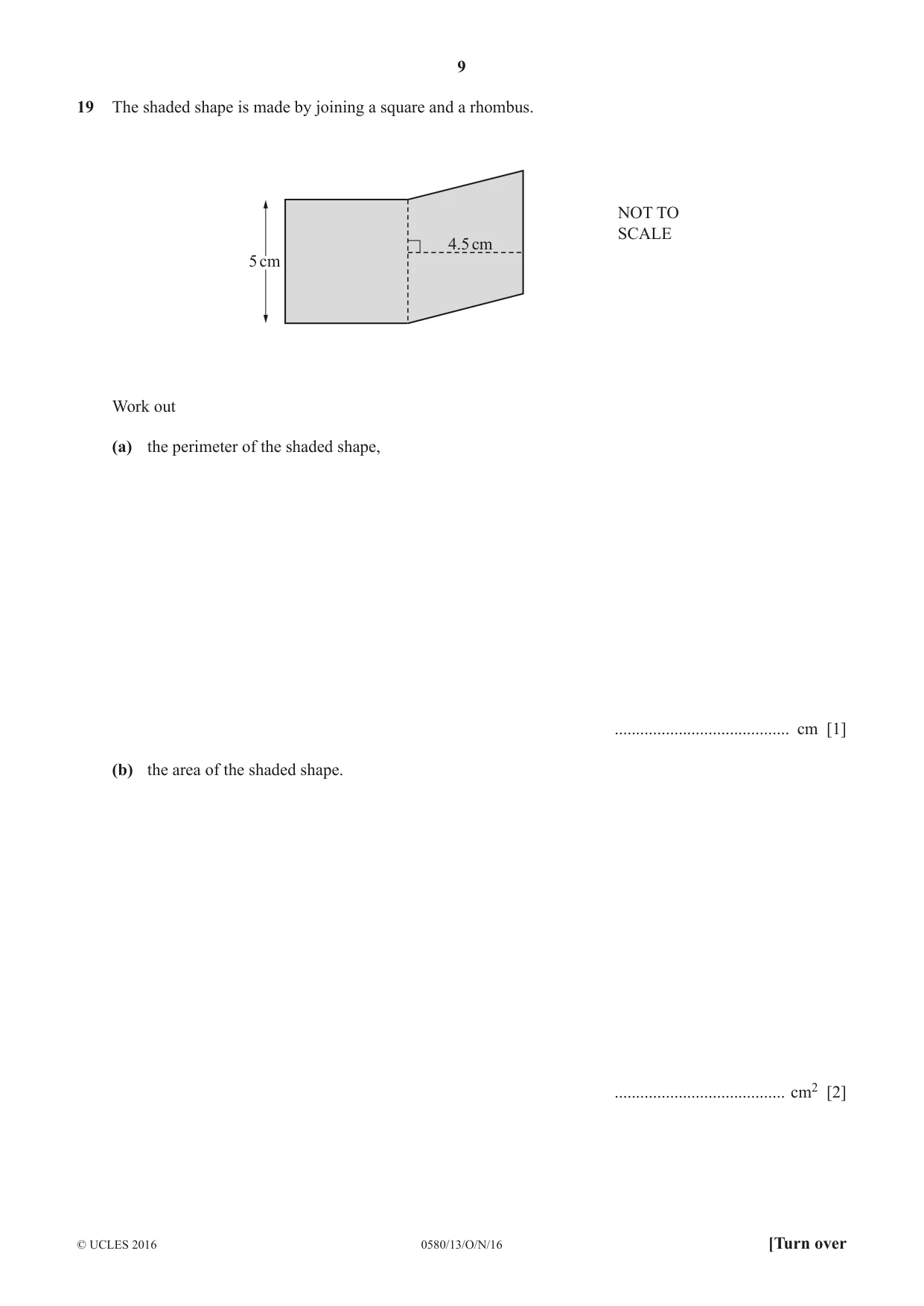 Cambridge IGCSE Mathematics 0580 2016 Oct/Nov Paper 1 · Variant 3 question paper, page 9 of 12