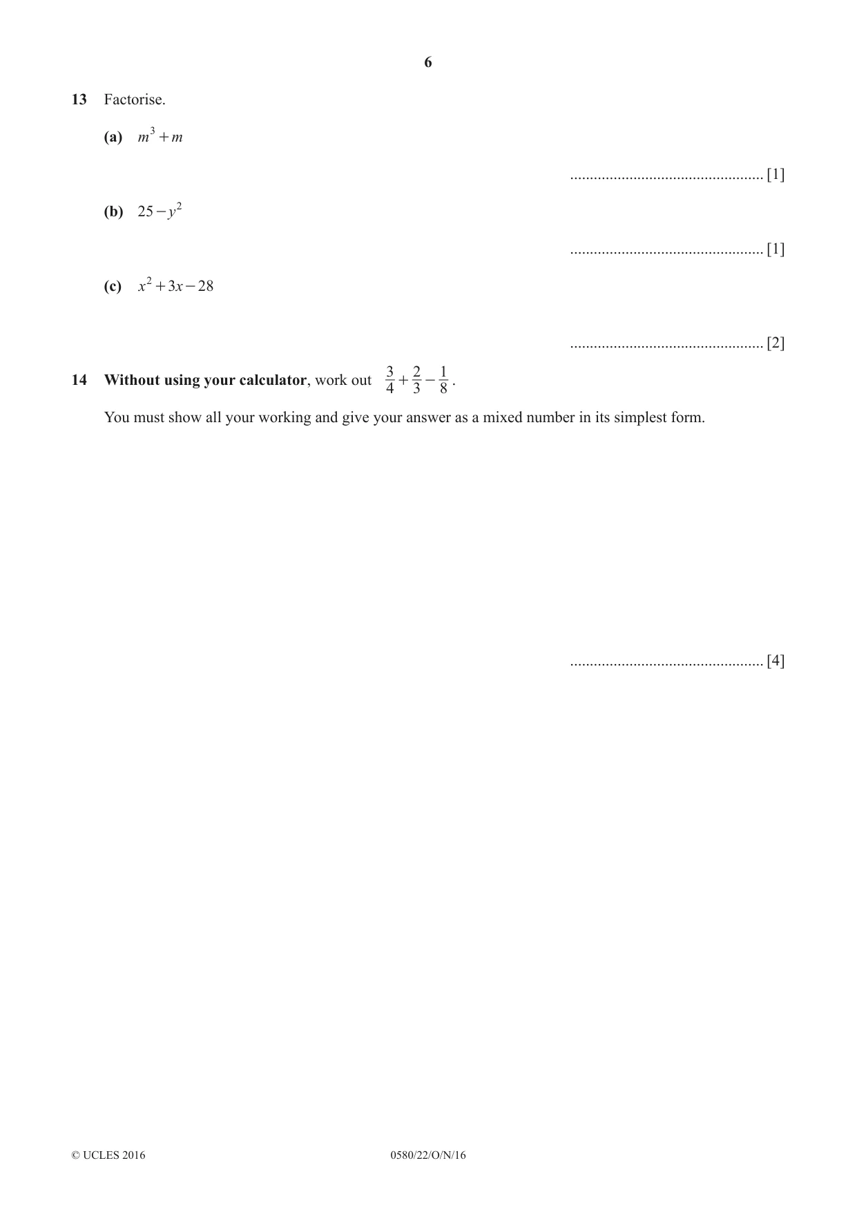 Cambridge IGCSE Mathematics 0580 2016 Oct/Nov Paper 2 · Variant 2 question paper, page 6 of 12