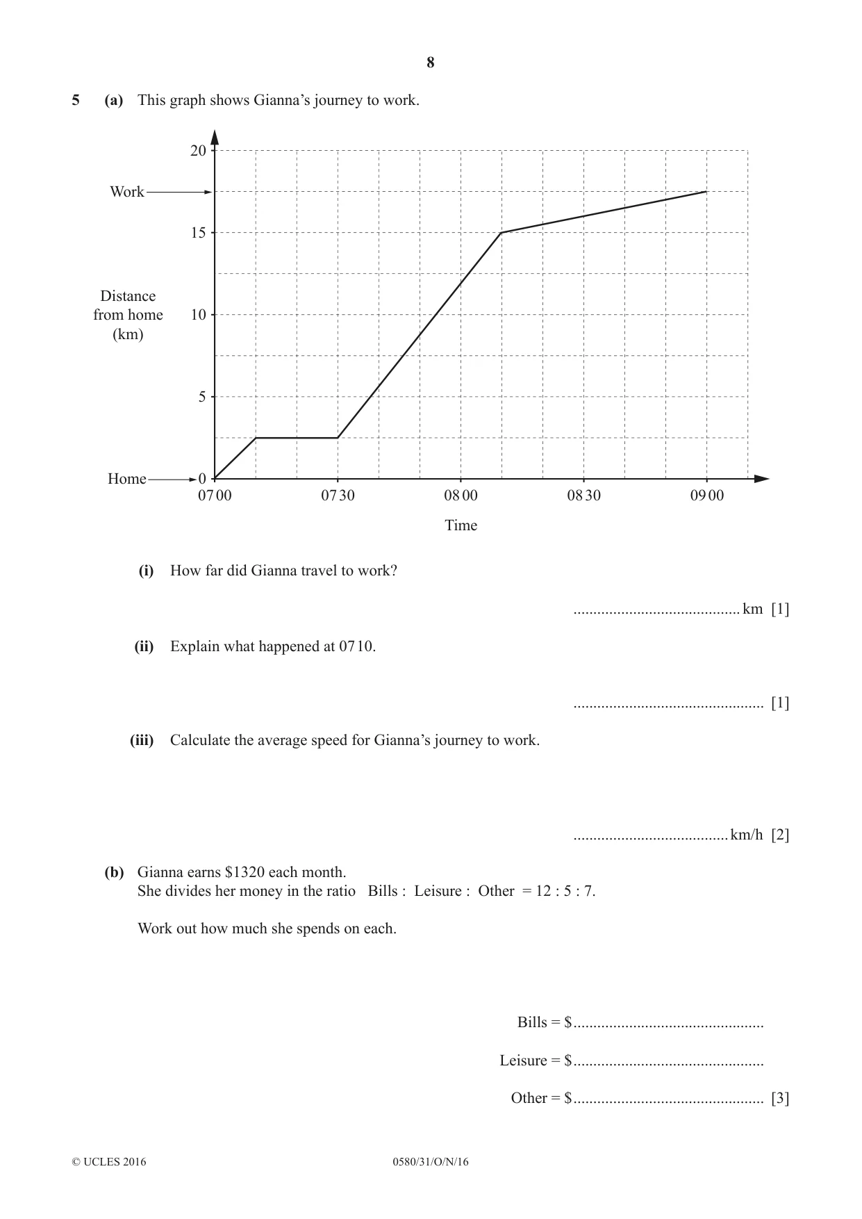 Cambridge IGCSE Mathematics 0580 2016 Oct/Nov Paper 3 · Variant 1 question paper, page 8 of 16