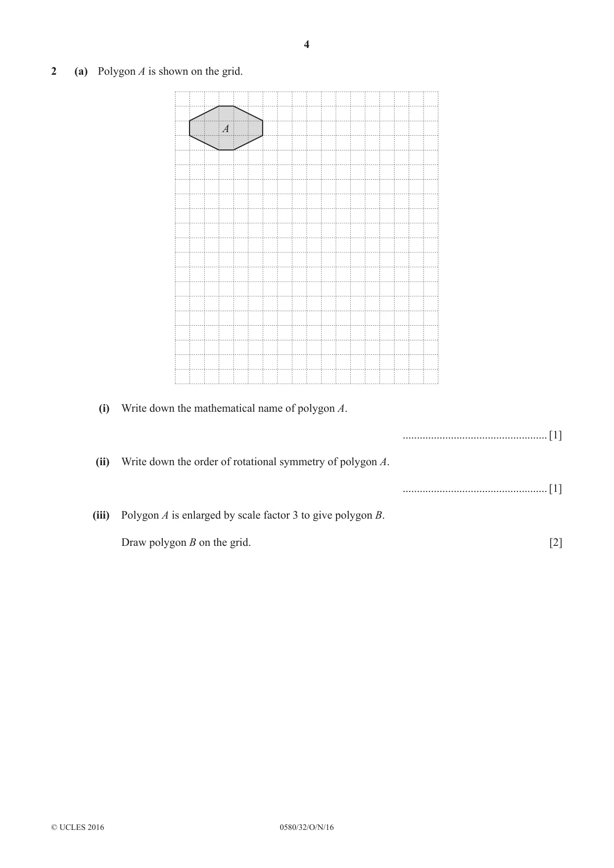 Cambridge IGCSE Mathematics 0580 2016 Oct/Nov Paper 3 · Variant 2 question paper, page 4 of 16