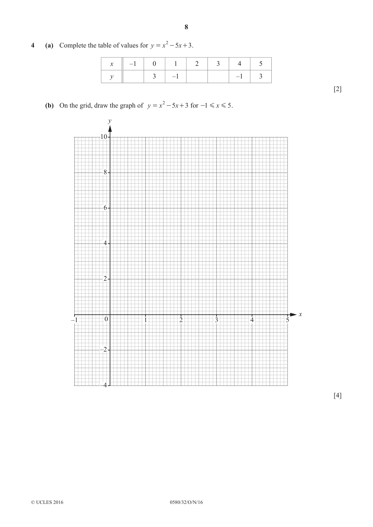 Cambridge IGCSE Mathematics 0580 2016 Oct/Nov Paper 3 · Variant 2 question paper, page 8 of 16