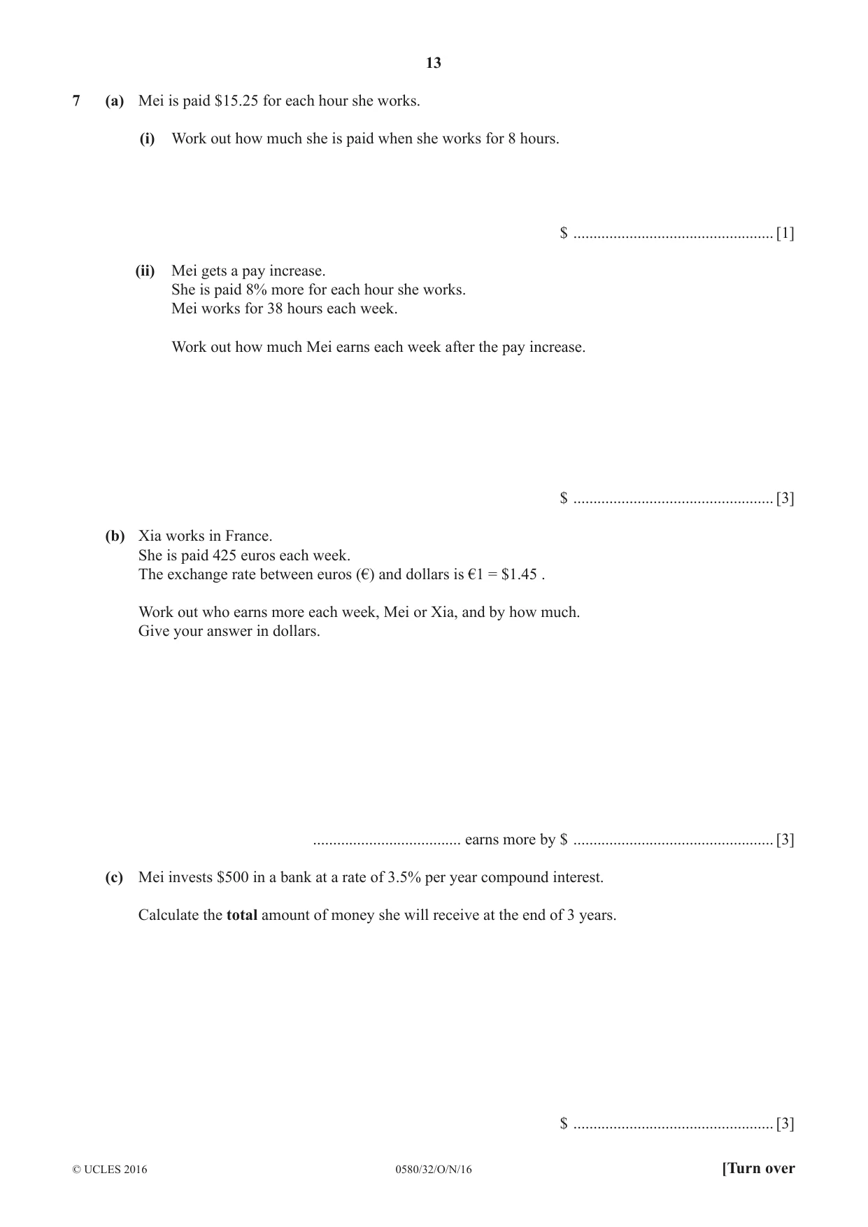 Cambridge IGCSE Mathematics 0580 2016 Oct/Nov Paper 3 · Variant 2 question paper, page 13 of 16