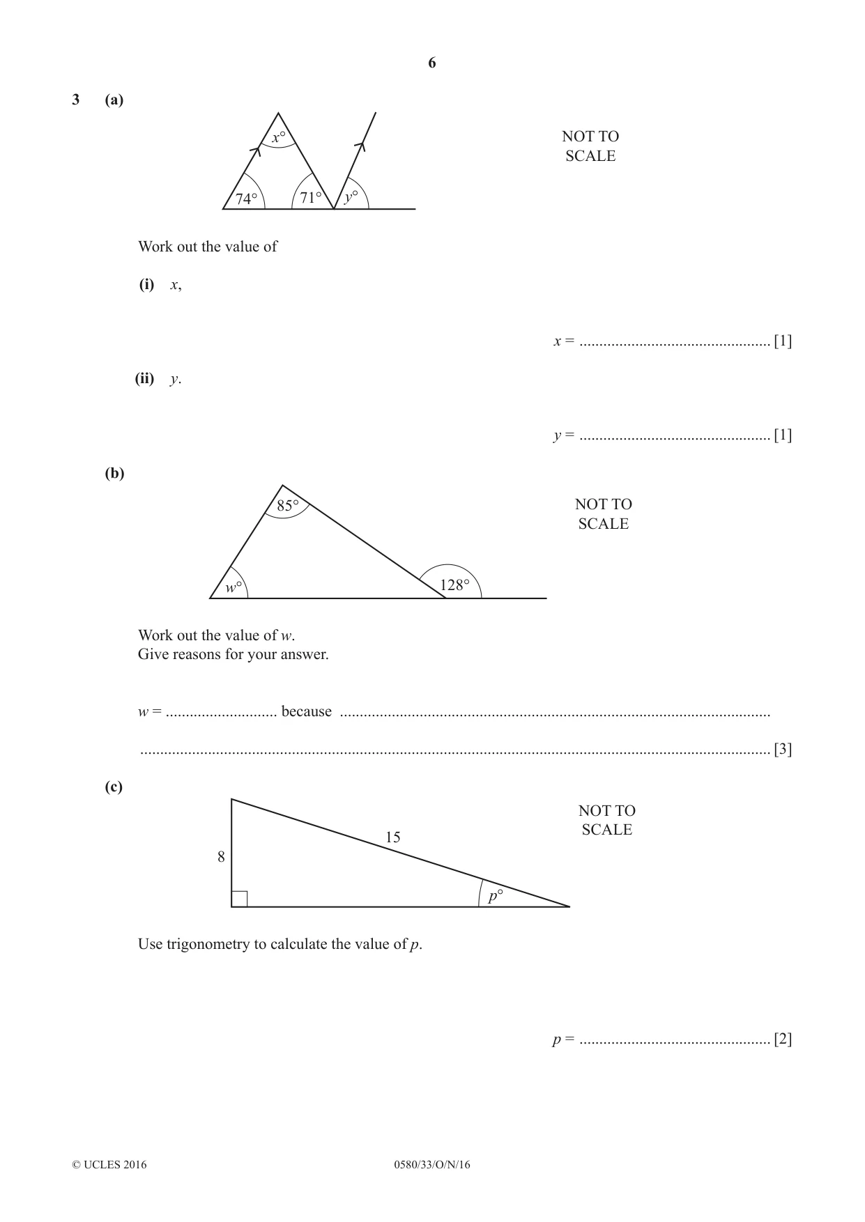 Cambridge IGCSE Mathematics 0580 2016 Oct/Nov Paper 3 · Variant 3 question paper, page 6 of 16
