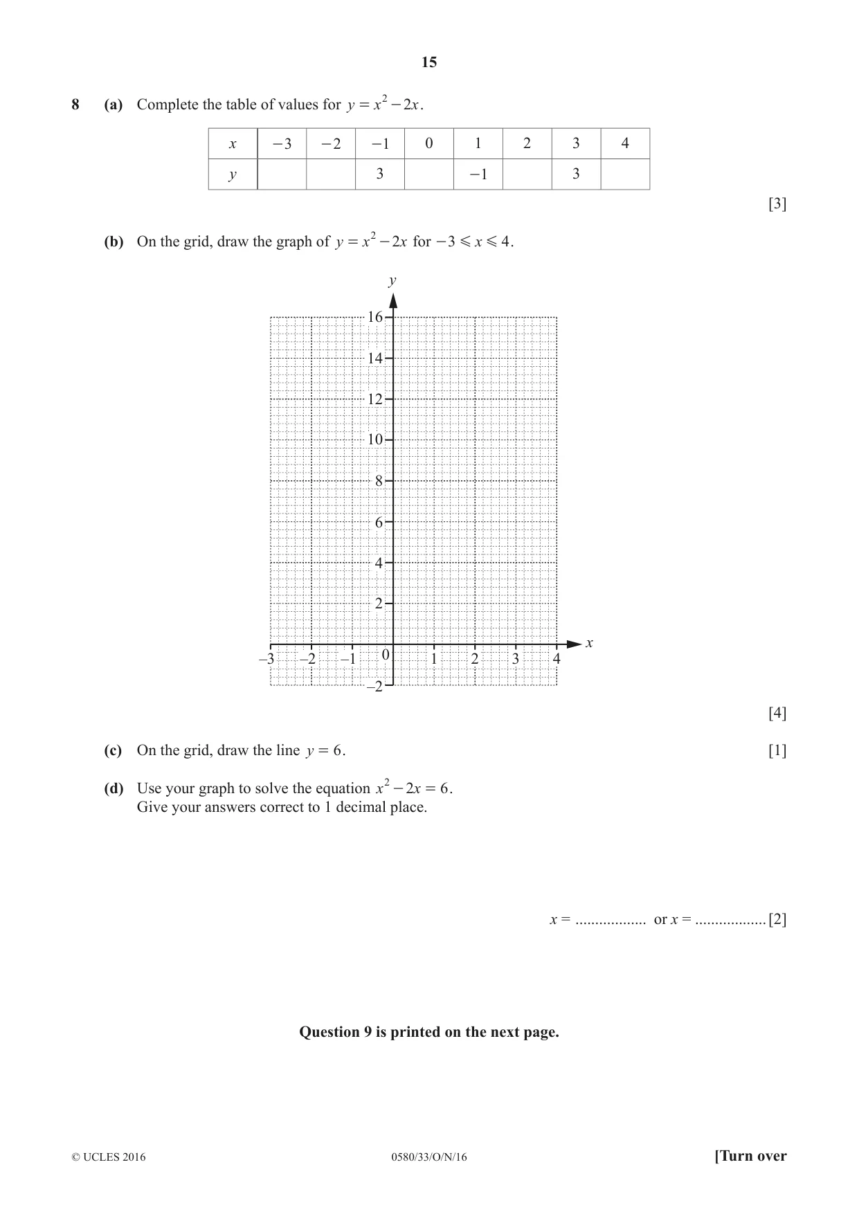 Cambridge IGCSE Mathematics 0580 2016 Oct/Nov Paper 3 · Variant 3 question paper, page 15 of 16